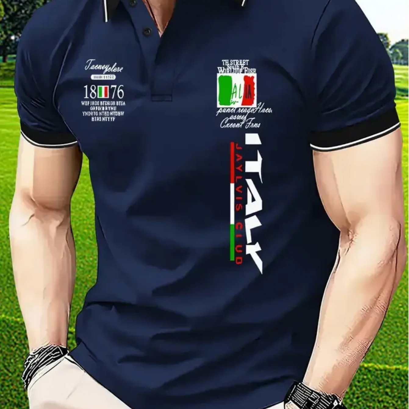 TEMU Breathable Regular Fit Golf Shirt, Men's Casual V-neck T-shirt For Summer, Men's Clothing