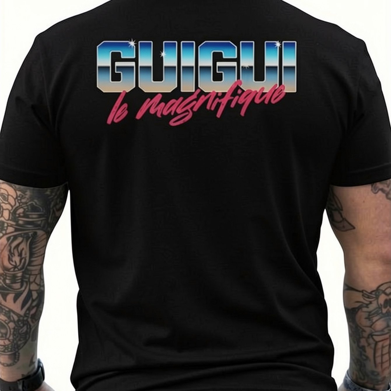 TEMU Guigui Humor Prénom T-Shirt Homme Imprimé sur le Dos - T-Shirt Imprimé Dos Homme - Pur - Tissu Confortable & Respirant - T-Shirt Manches Courtes