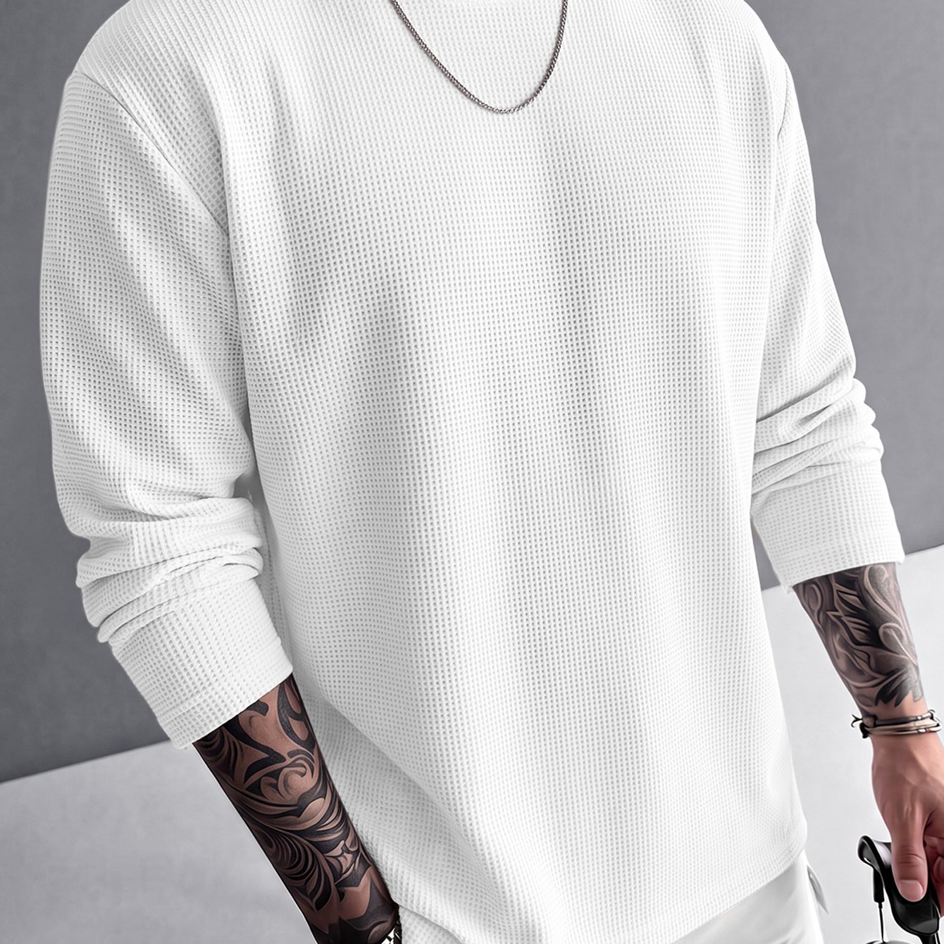 TEMU T-shirt à manches longues en Huairou pour homme, style printemps/automne, col ras du cou, couleur unie, respirant, décontracté, sportif, , haut