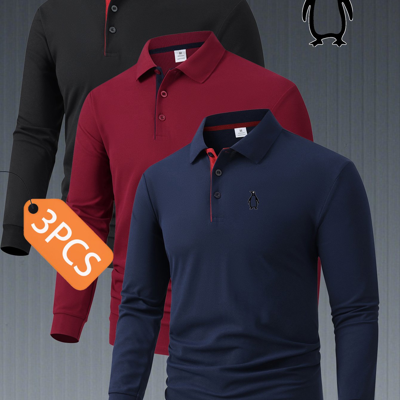 TEMU 3pcs C8-802 's Long Sleeve Shirt, High-end Color-block Fabric, Comfortable And Versatile Regular Fit Button-up Fashion Top, Men's Apparel,