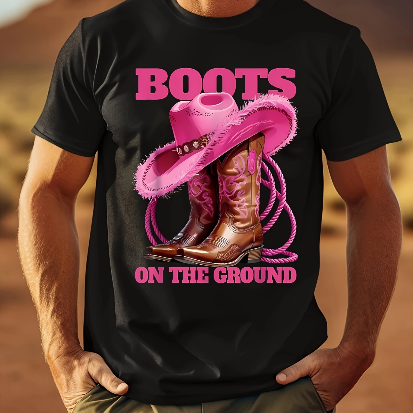 TEMU Cute Funny Boots On Western -shirt