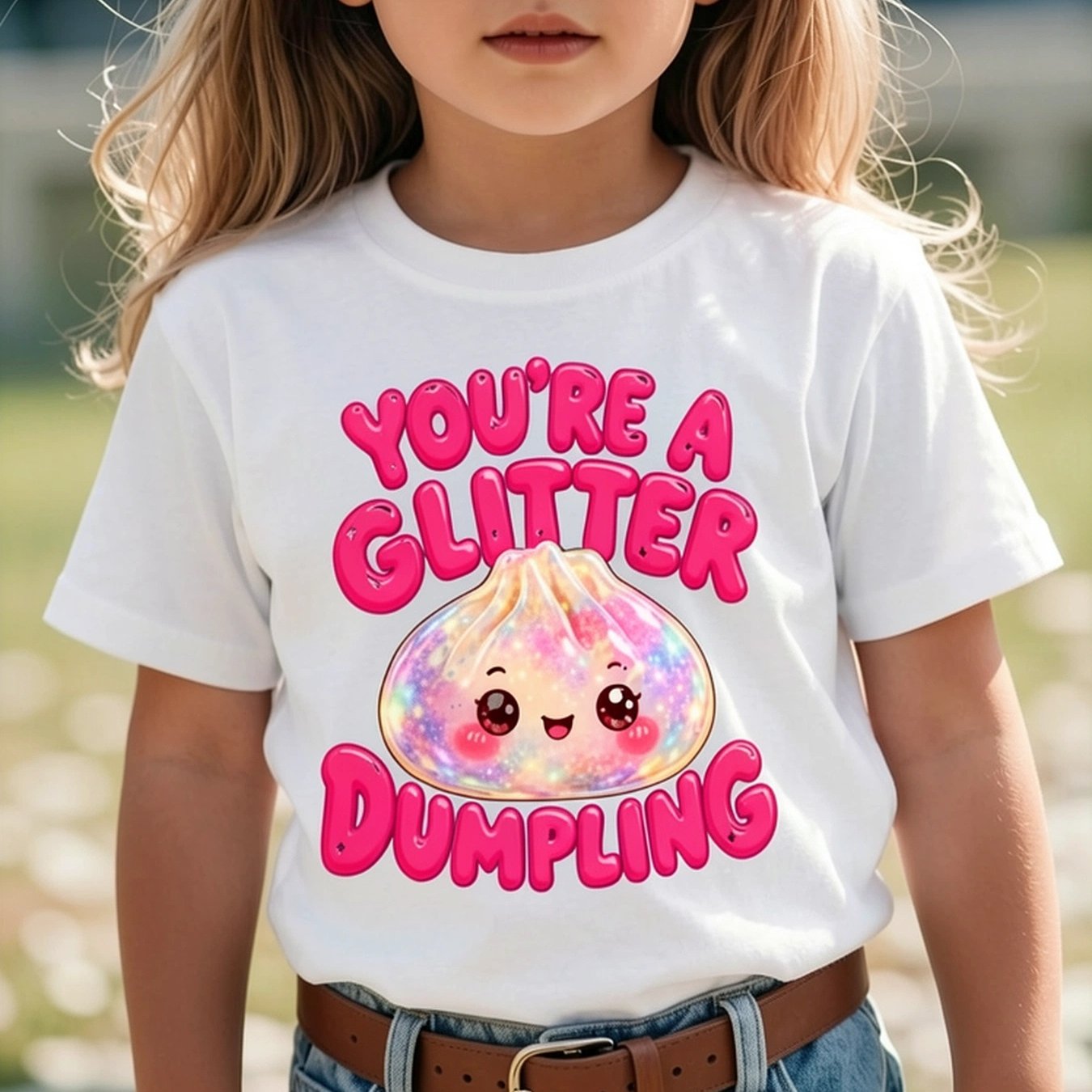 You're A Glitter Dumpling Kawaii Rainbow Sparkle , Girls Clothes Ages 10-12 Black And T-shirt For Kids, Breathable Fabric, Quick Dry, Cute Cartoon Tee, Tie-dye T-shirt, Vintage T-shirt