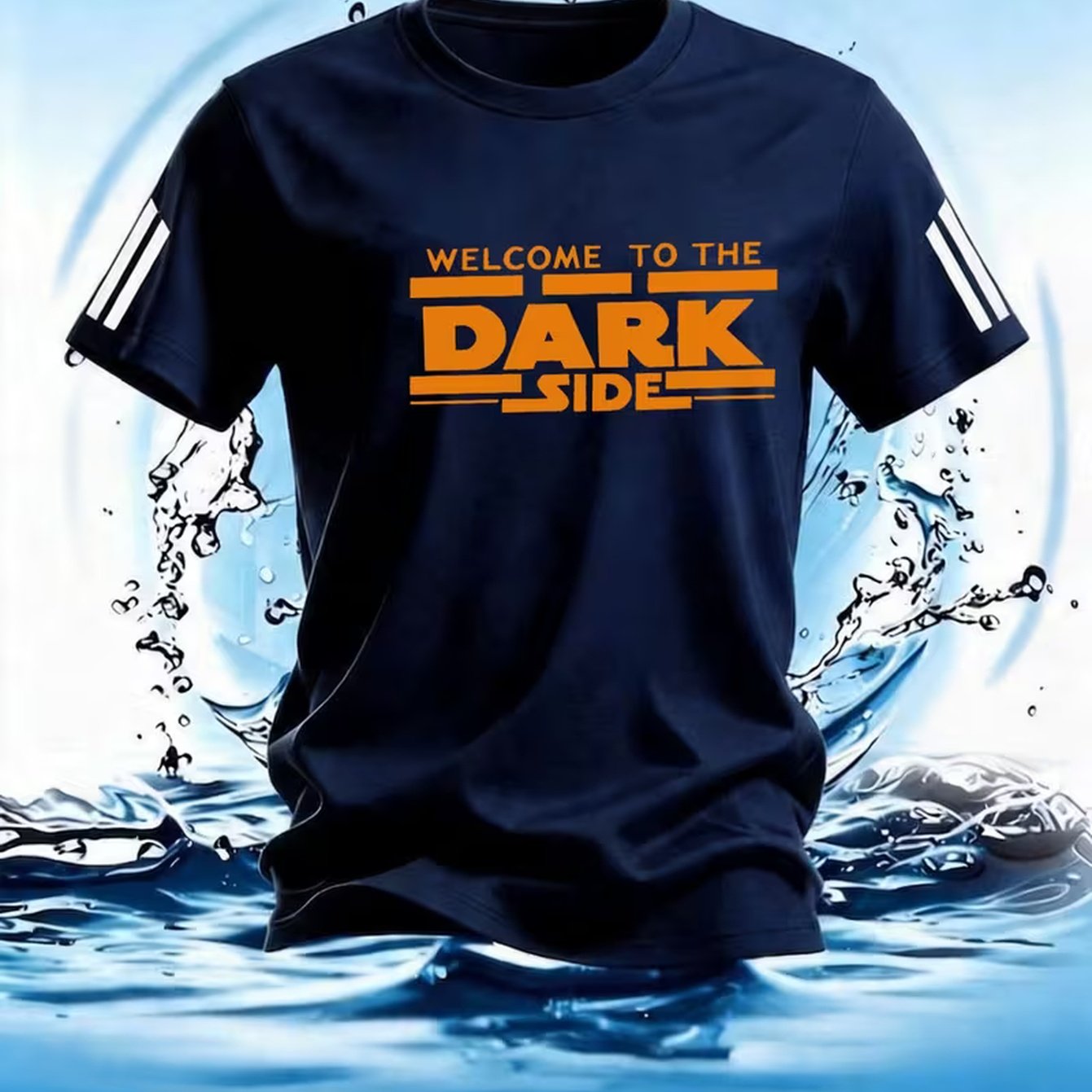 TEMU Men's Fashion Casual Trendy Welcome To The Dark Side Graphic Short Sleeve T-shirt Street Style Adult Men Holiday Gift Casual Wear