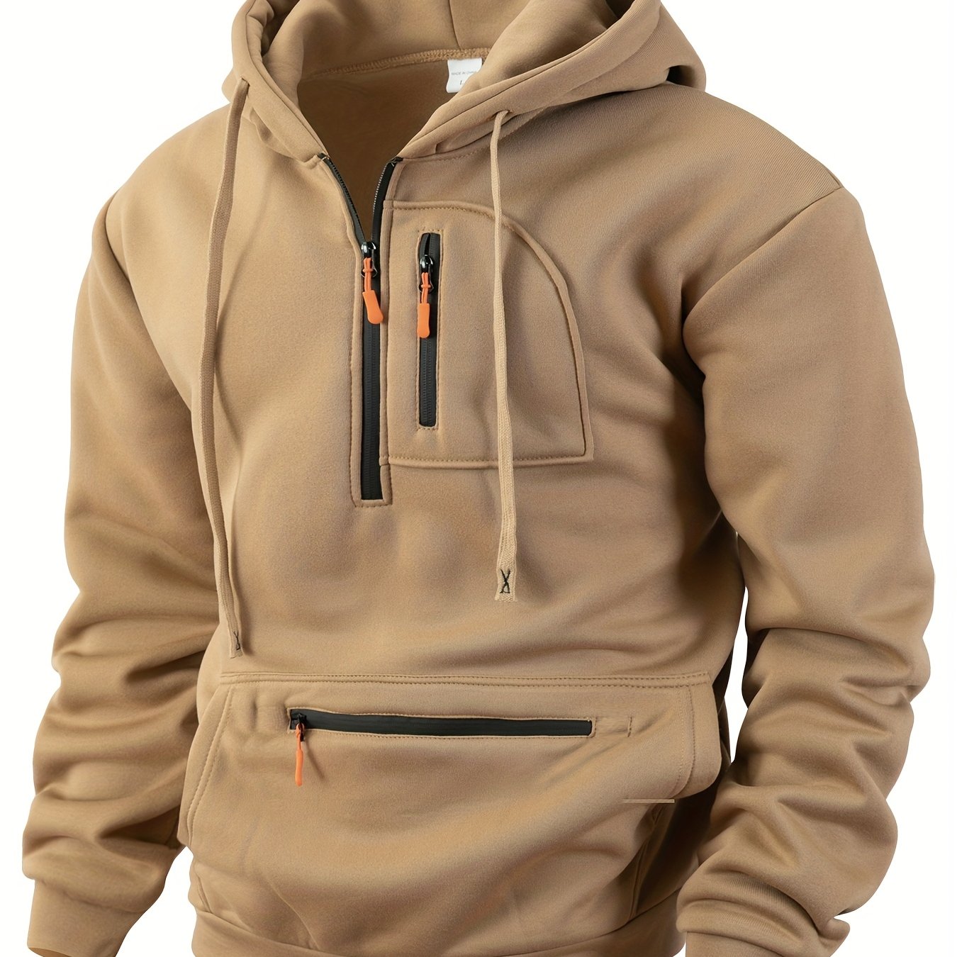 TEMU 2025 Men's New Arrival Jacquard Knit Hooded Sweatshirt With Half-zip Top, Autumn Essentials