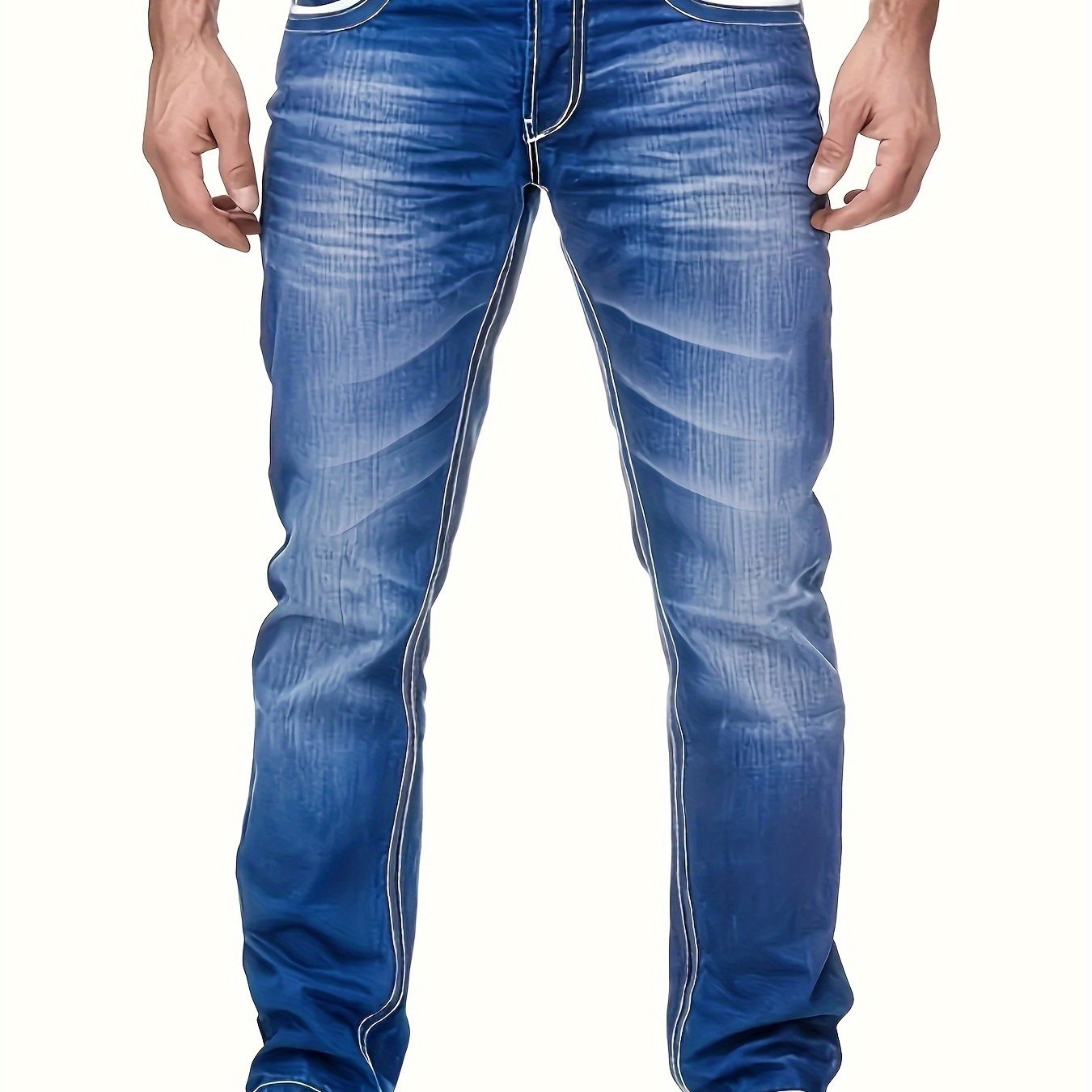 Men's Stretch Denim Skinny Jeans, Multi- Slim Fit Flattering Blue Trousers, Suitable For