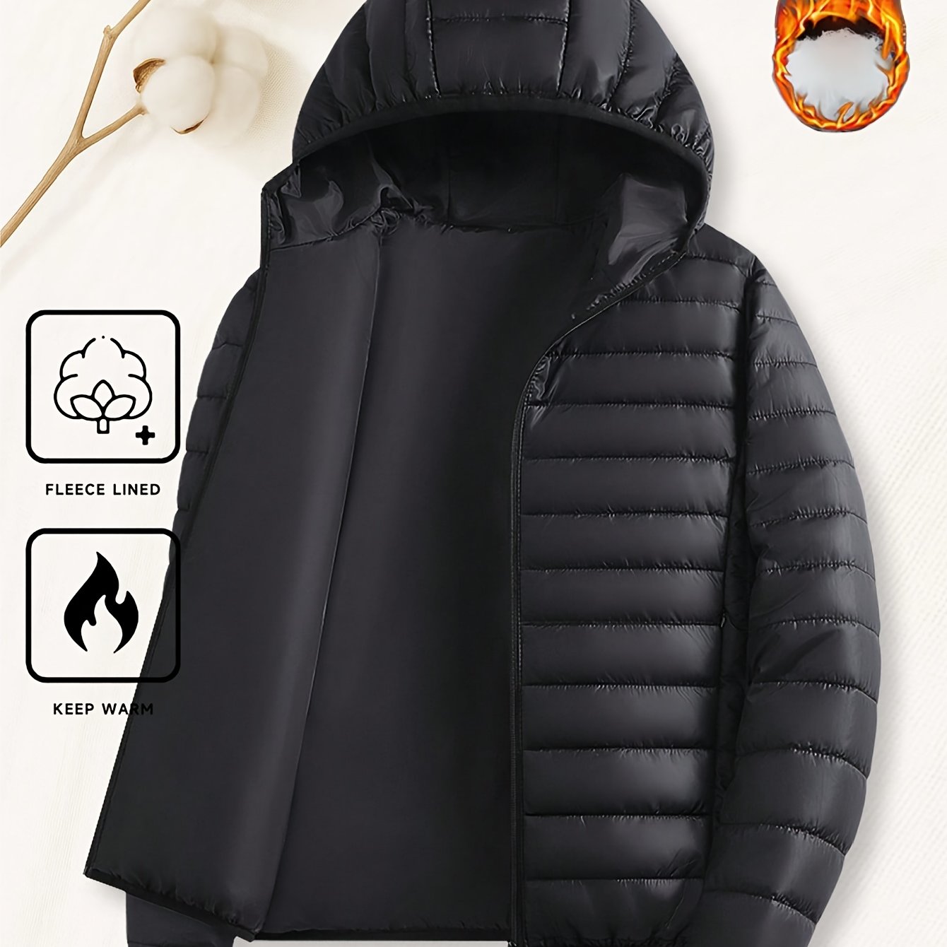 TEMU Men's Padded Coat - Men's Autumn/winter Warm Hooded Jacket - - Men's Outerwear Jacket - Men's Warm Coat - Men's Overcoat - Men's Apparel -