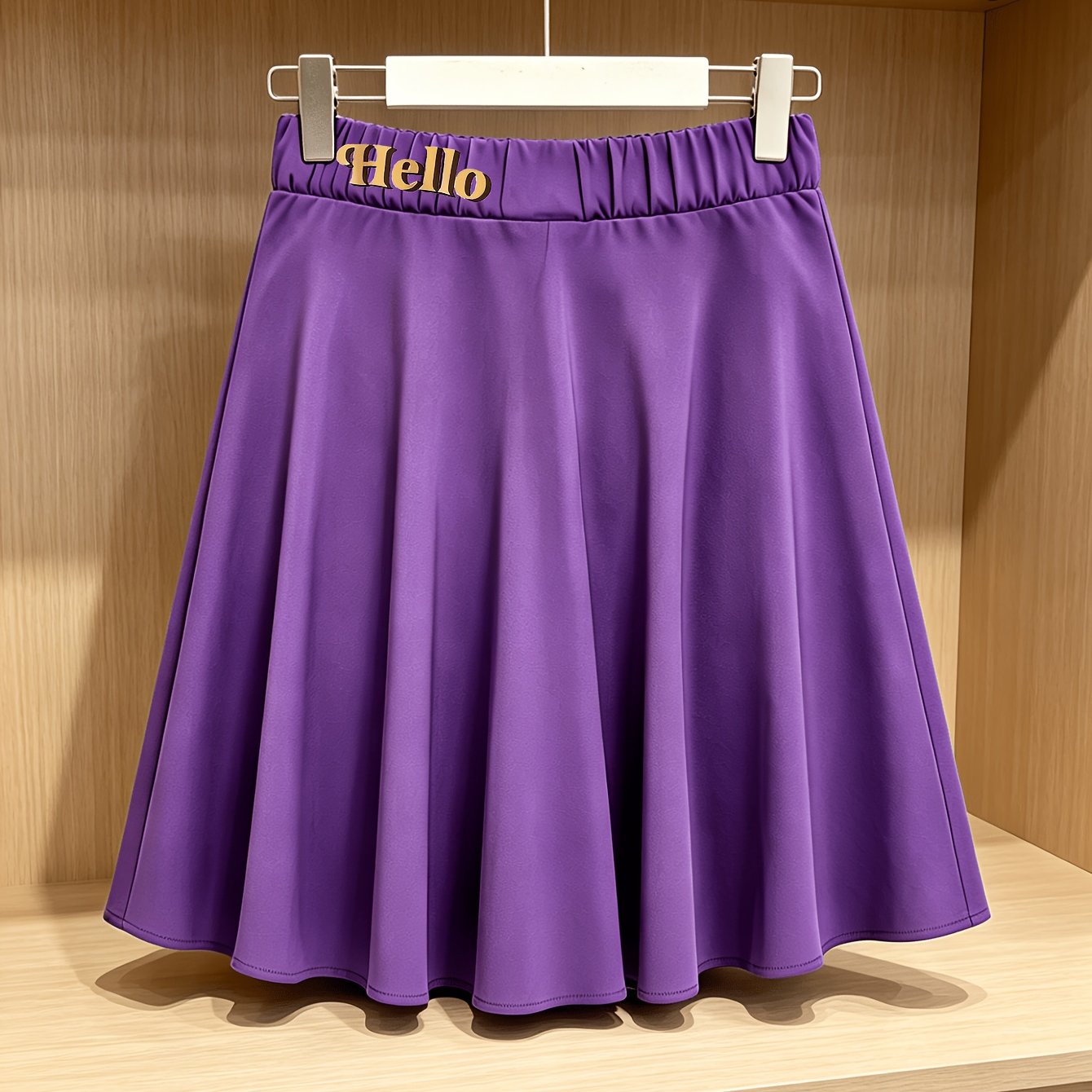 TEMU Women's Pleated Skirt, "hello" Letter - Decorated Waist Fashion Short Skirt