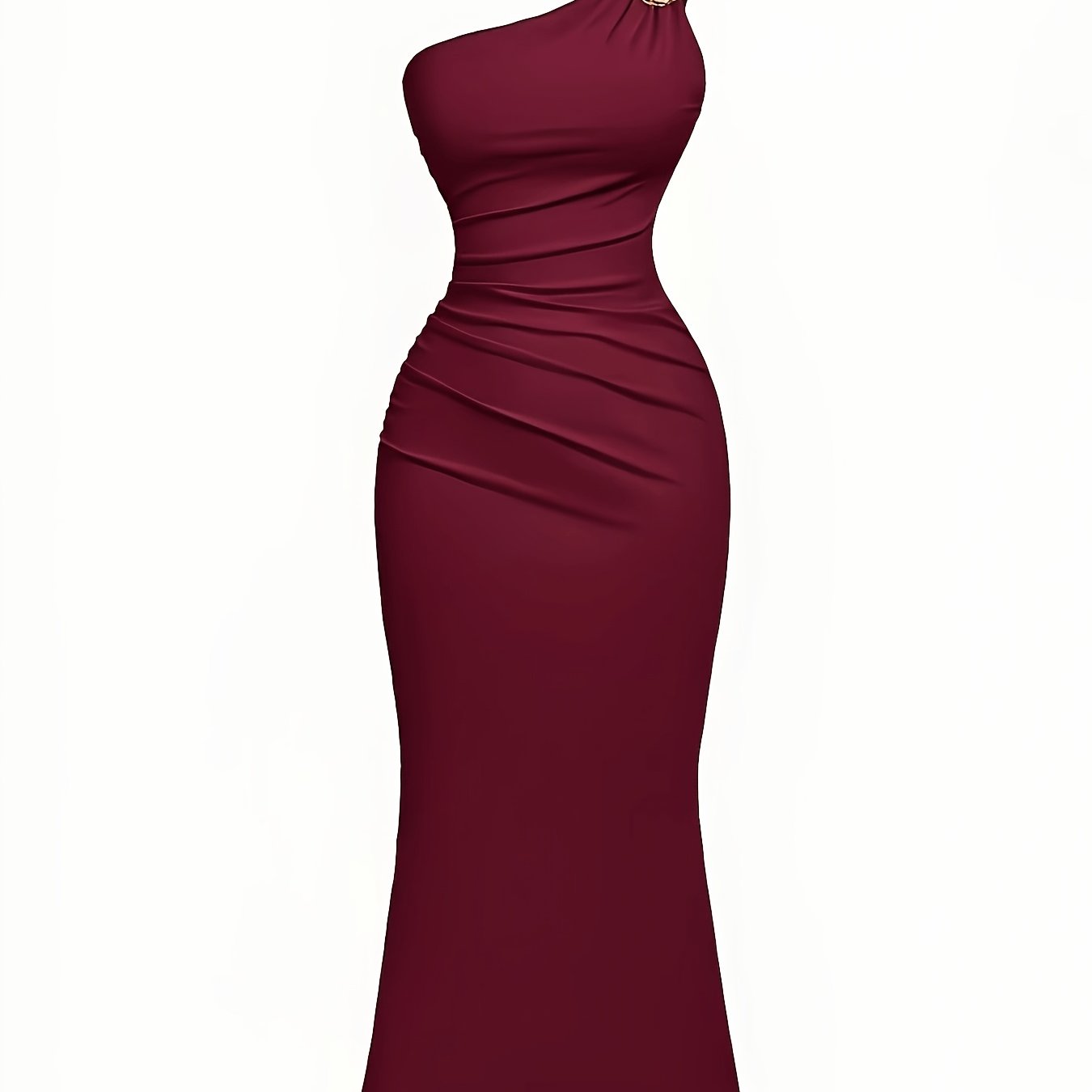 TEMU Women's Embellishment Pleated V-neck Fishtail Hem Dress, Bohemian Style Women's Clothing