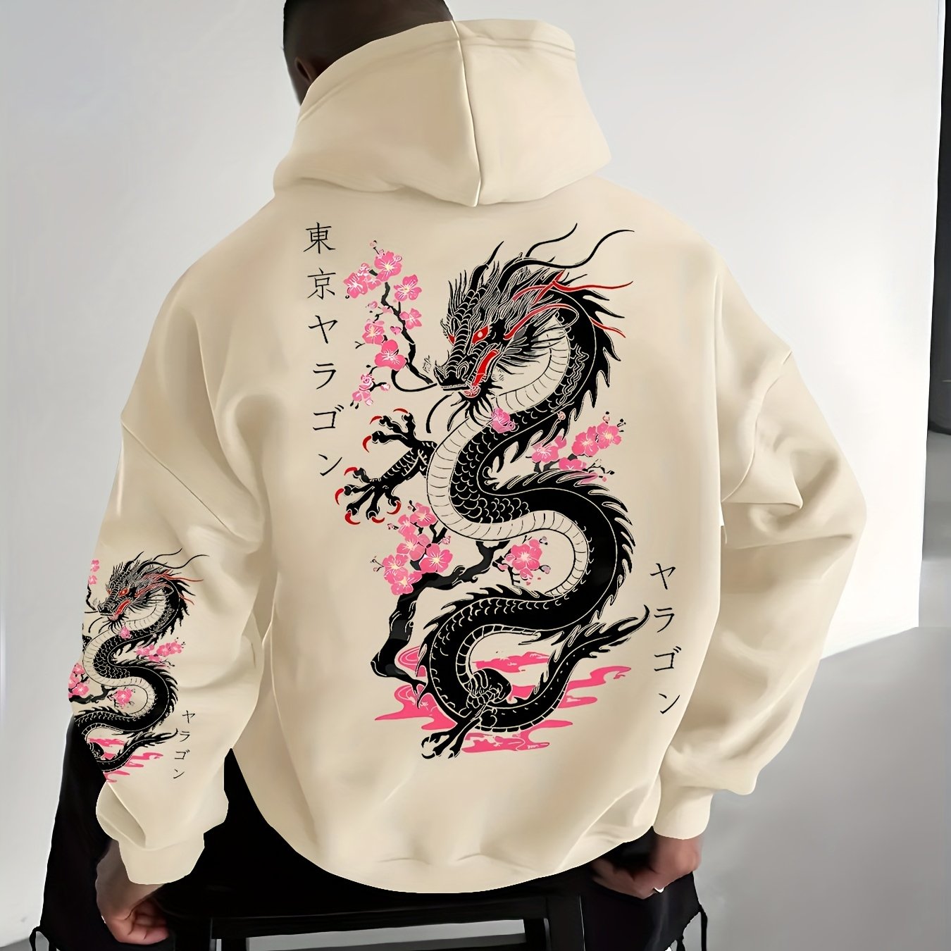 TEMU Men's Autumn Winter Letter Print -lined Hooded Sweatshirt, Versatile Casual Loose Fit Hoodie, Long Sleeve, Street Style, Sport