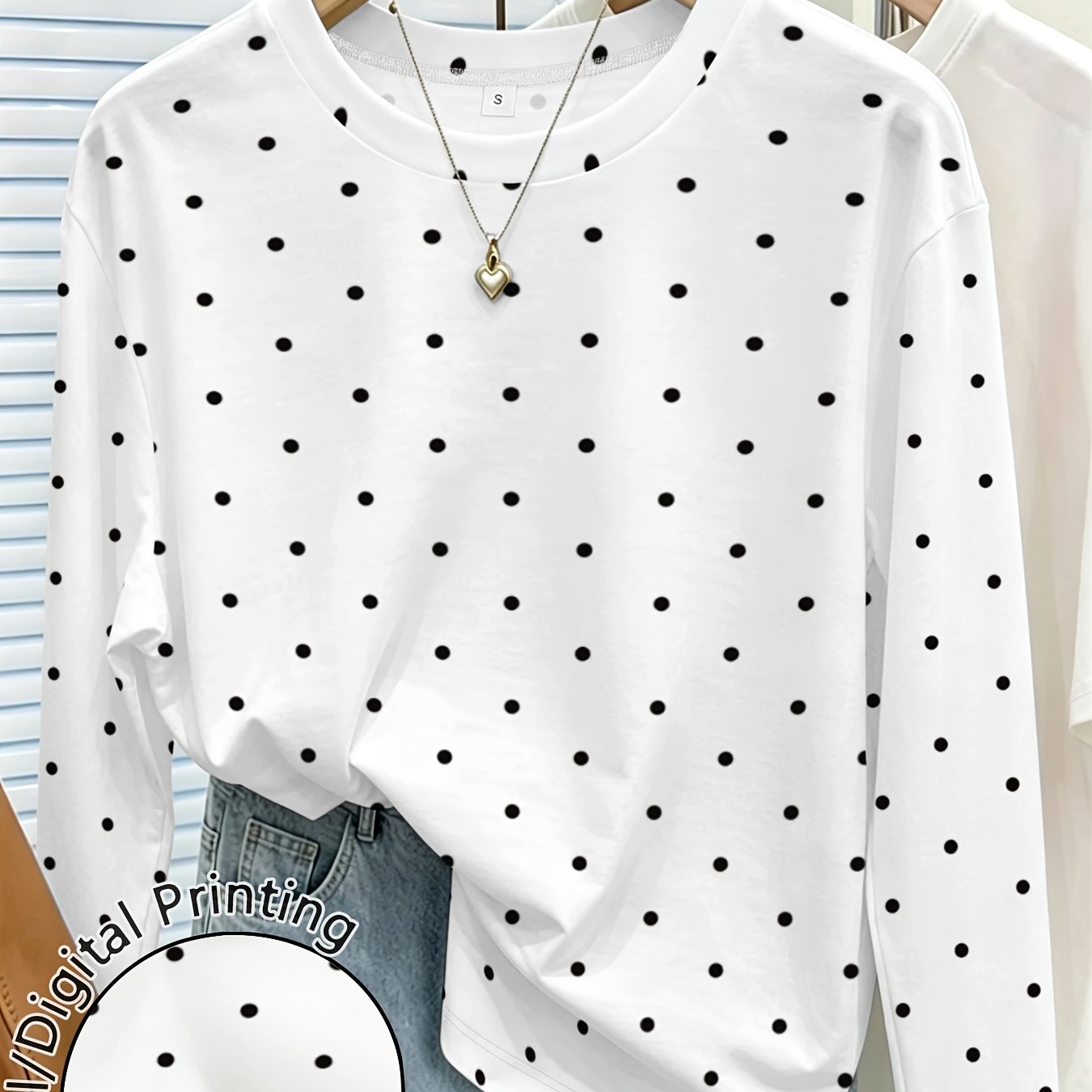 TEMU Women's Printed Crew Neck Long Sleeve T Shirt Casual Summer Tops