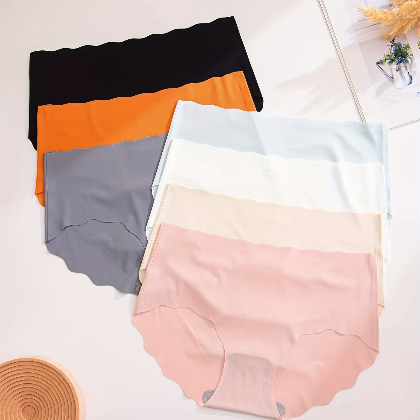 7pcs Women' Nylon Panties With Elegant Floral Trim - , Breathable & Fit