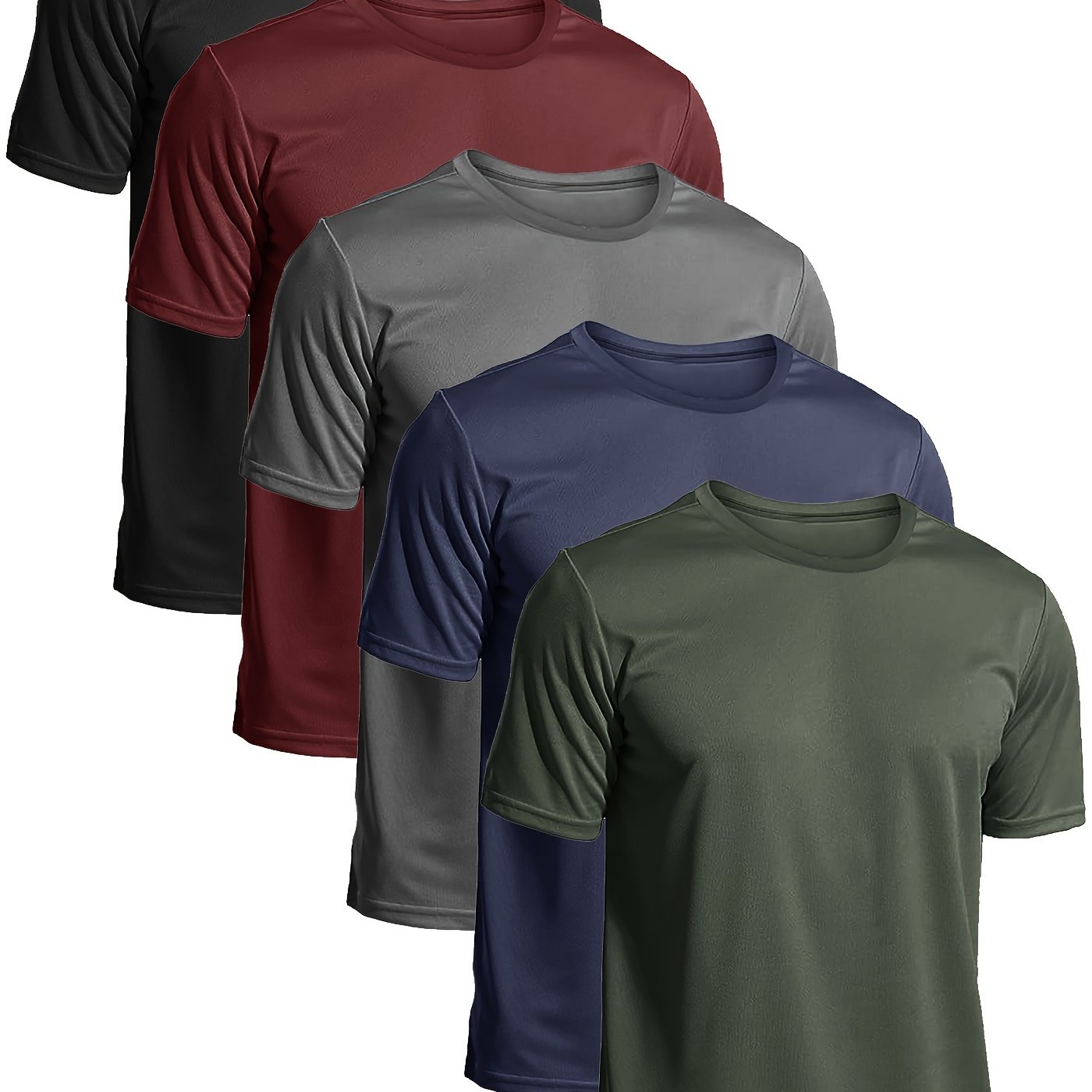 TEMU 5- Set Of Crew Neck And Short T-shirts, And Dry For Summer Workout Running And Gym