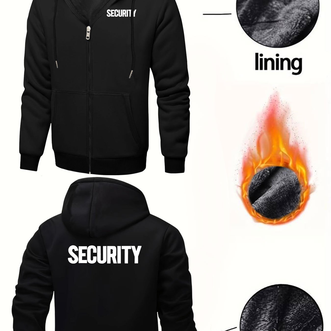 TEMU Men's Hooded Sweatshirt Jacket, Autumn And Winter Fleece Thickened Warm Inner Lining Sweater Zipper Hooded Sweatshirt, Outdoor Sports Cycling