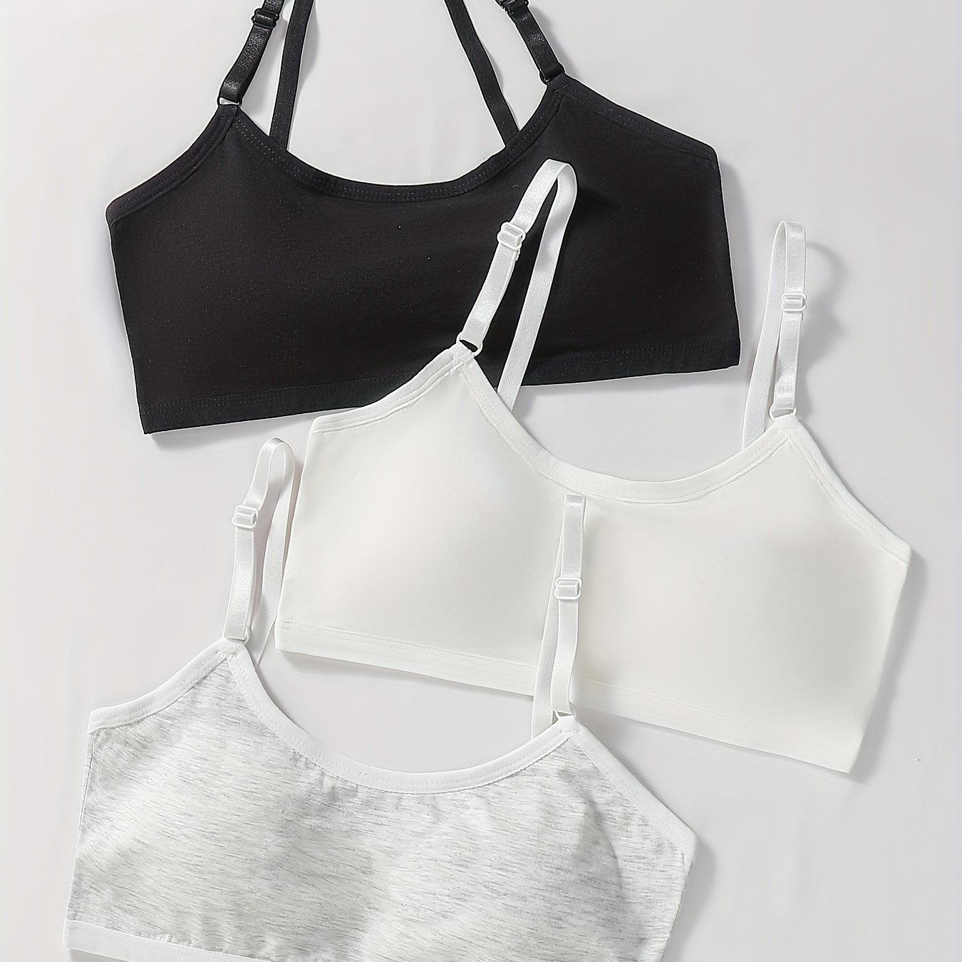Image of 3-pcs Girls' Underwear Teenager Development Period Shockproof And Anti-nipple Sports Vest 12-14 Years Fixed Cup Bra, For Teenager, For Teenager