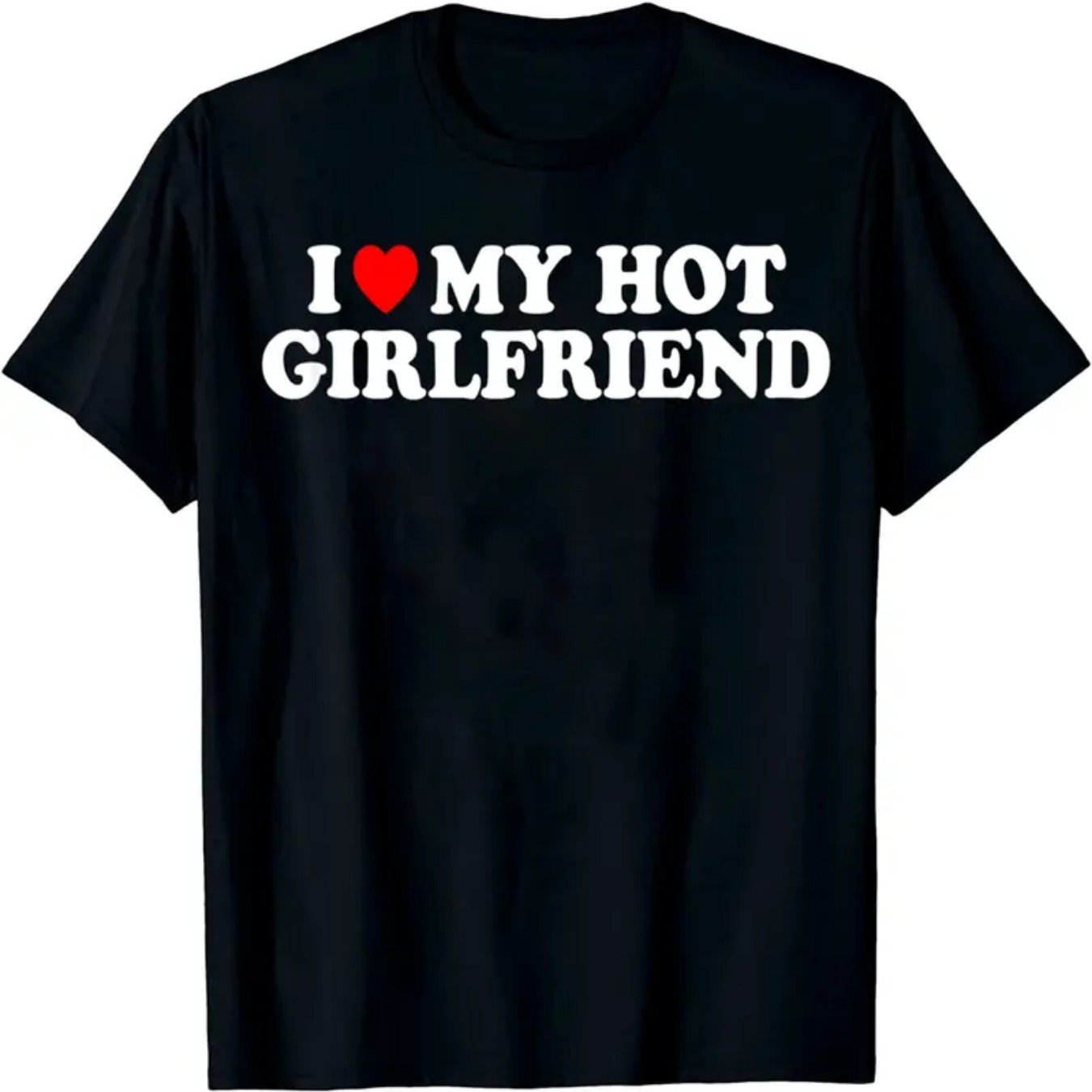 TEMU Men's "i Love My Hot Girlfriend" T-shirt - Funny Chinese Text Print Short Sleeve Crew Neck Tee Suitable For Summer, Spring Gym & Casual Wear,