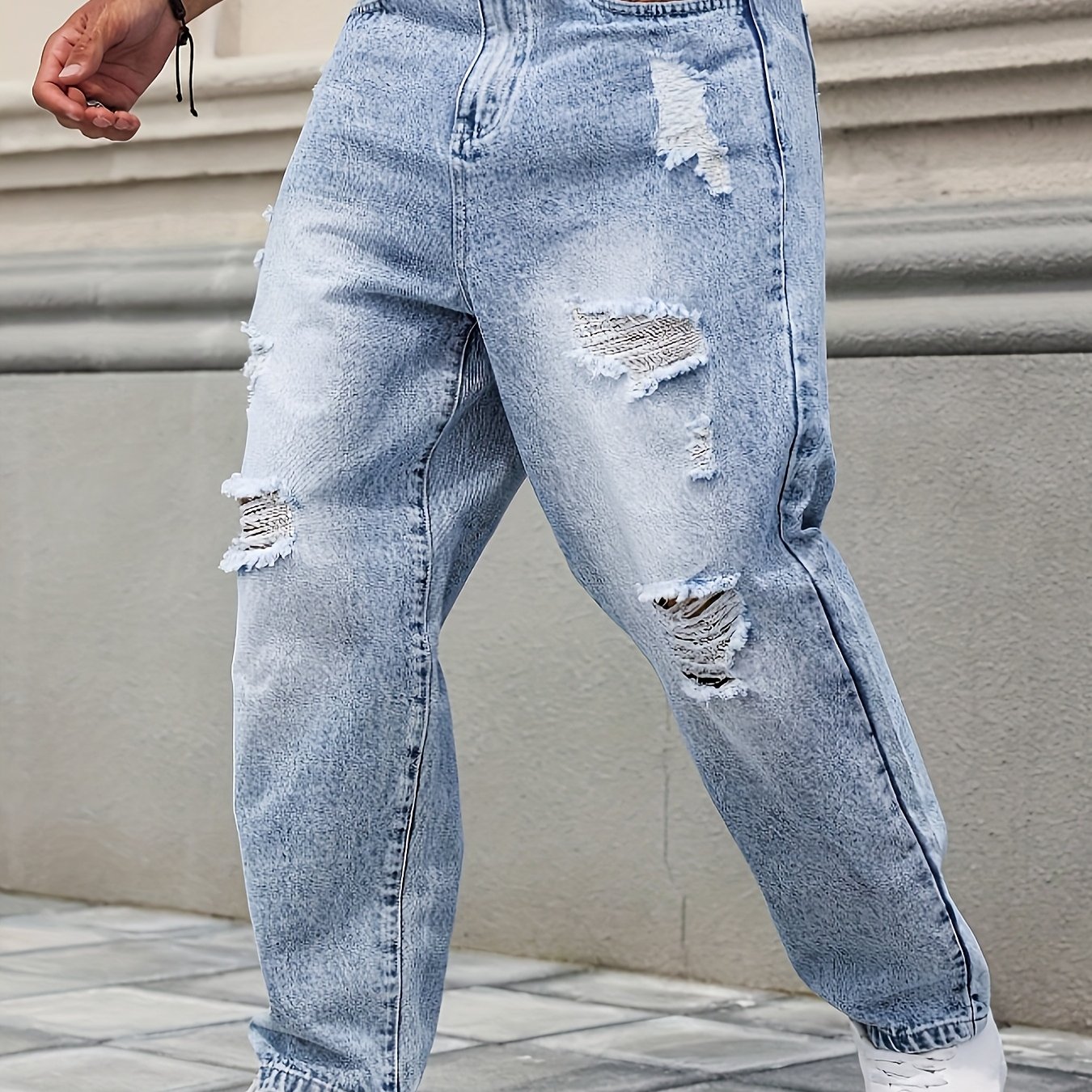 Geng Yuanshi Item - Men's Distressed Denim Jeans, Autumn Menswear