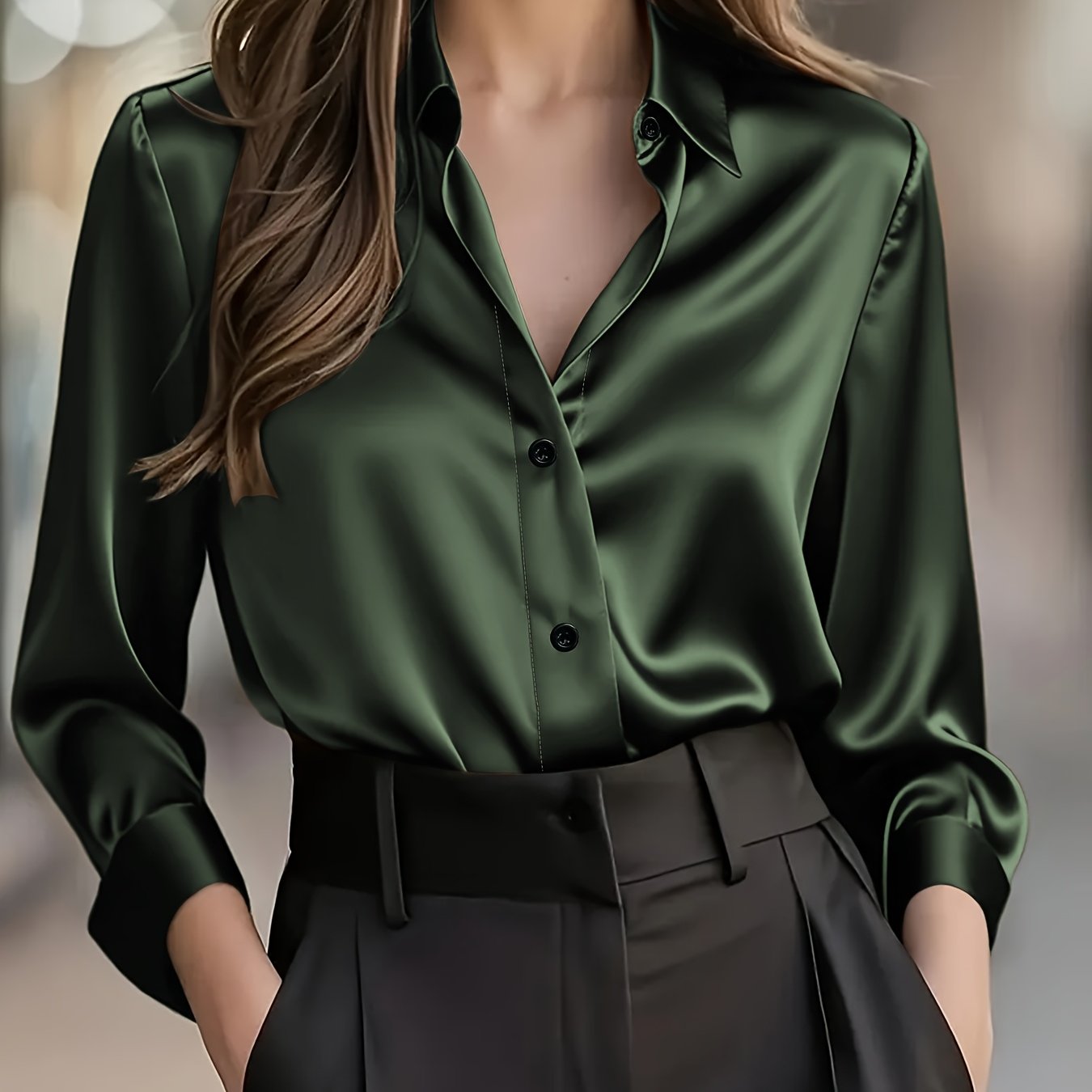 TEMU Women's Shirt, Simple And Stylish Long-sleeved Shirt, Elegant And , Casual And Comfortable, Suitable For Daily Wear And Autumn