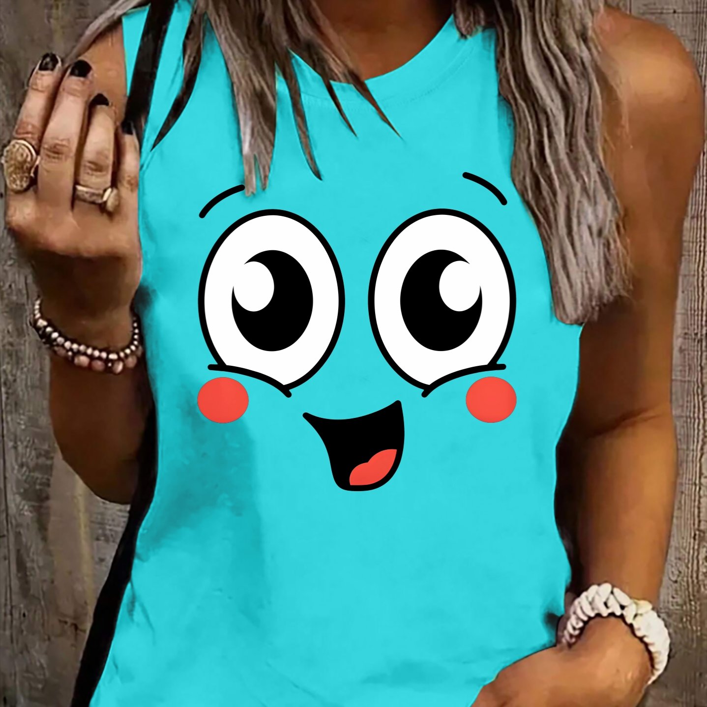TEMU 0707# New Style Vest Top Women's Clothing Summer Essential Travel Dating Beach Vacation Mother's Day Gift Eye