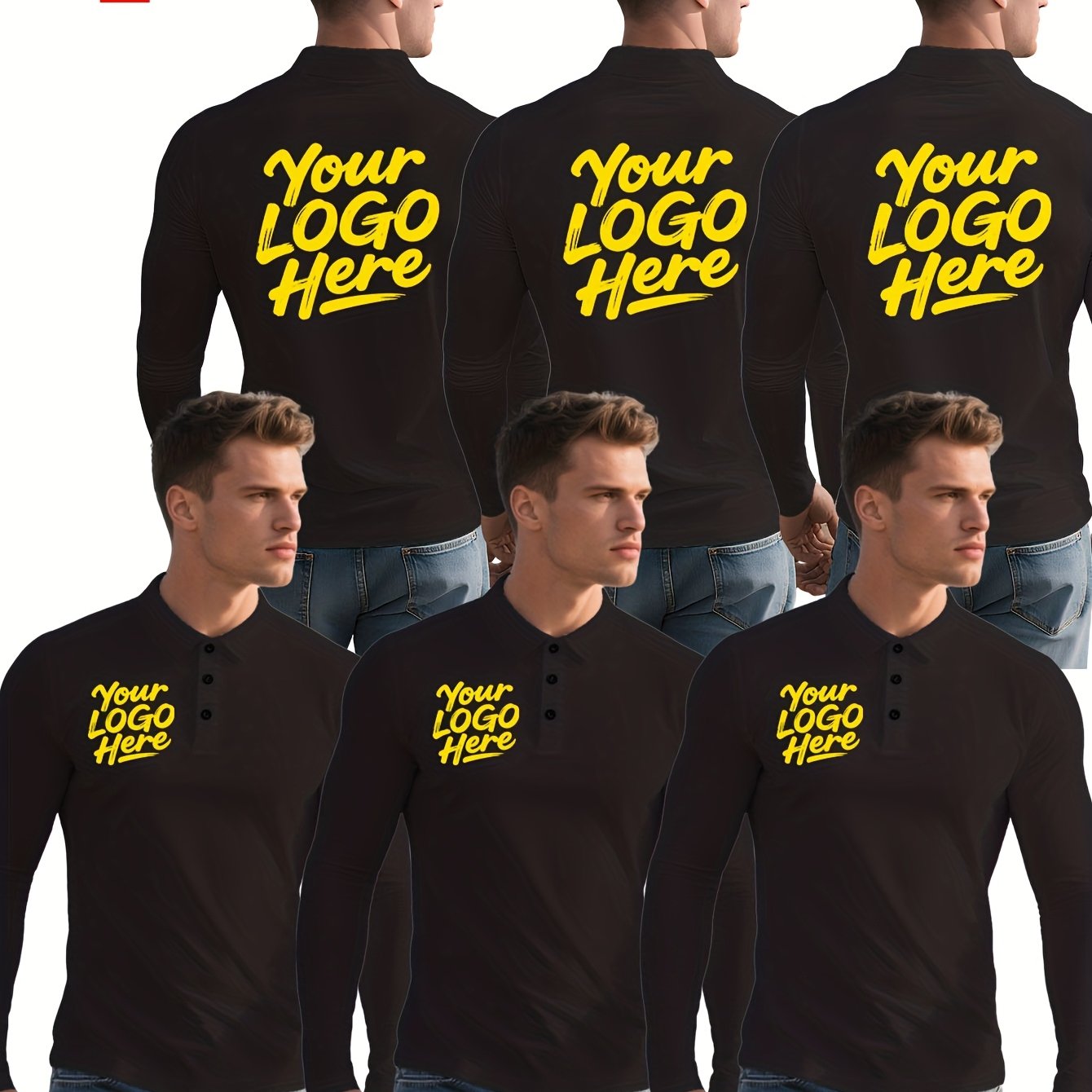 TEMU [Article personnalisé] Ensemble de 3 polos pour hommes, séchage rapide et anti-transpiration, respirant et léger, design photo personnalisé,