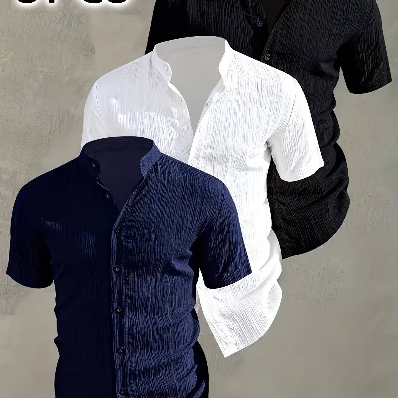 3pcs Set New Summer Men's Casual Short Sleeve Shirts, Button-up Cardigans, Suitable For Beach Travel Vacation Sports Outdoors, Machine Washable