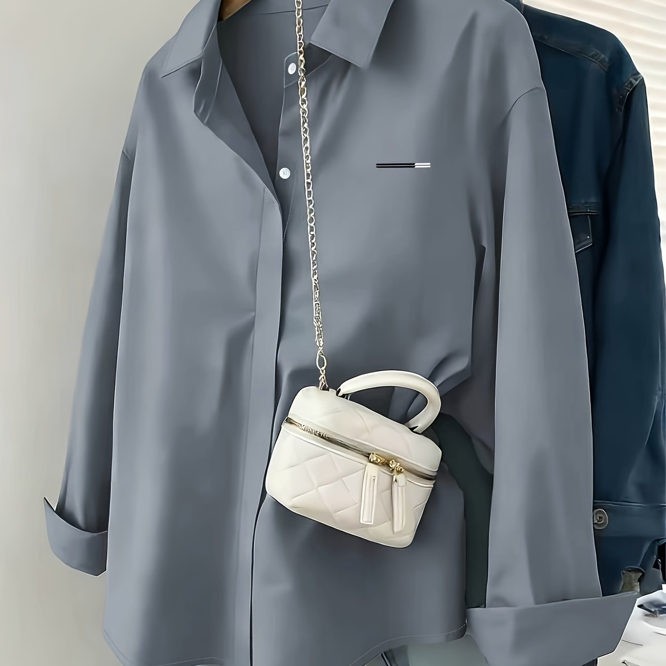 TEMU Scene- All-match Shirt! Low- Print, High-end Feel, French Slim Drape Silhouette, Daily Gentle Style
