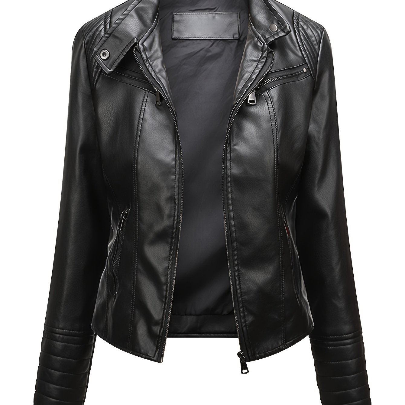 Image of 2024 New Women's Slim-fit Jacket - Solid -up Long Sleeve Coat With Ribbed Cuffs, Machine Washable Lightweight Spring/fall Outerwear For Casual , Stylish Zipper Closure