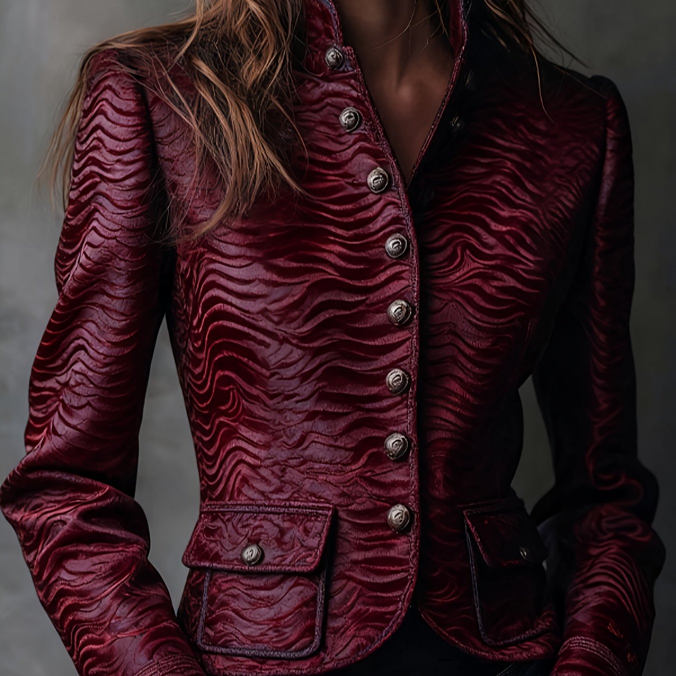 Printed Design Not Textured Autumn And Western Retro Style With Print Commuting Fashion Women's Suit Jacket Niche Design Women's Suit Jacket