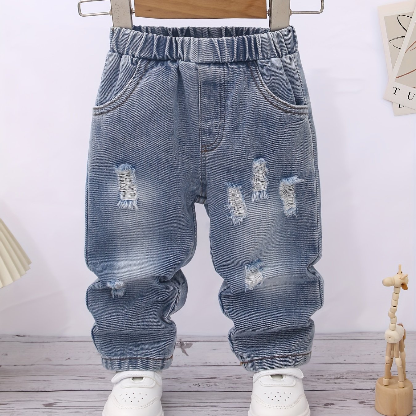 Boys' And Girls' Christmas Valentine's /autumn Ripped Denim Long Pants