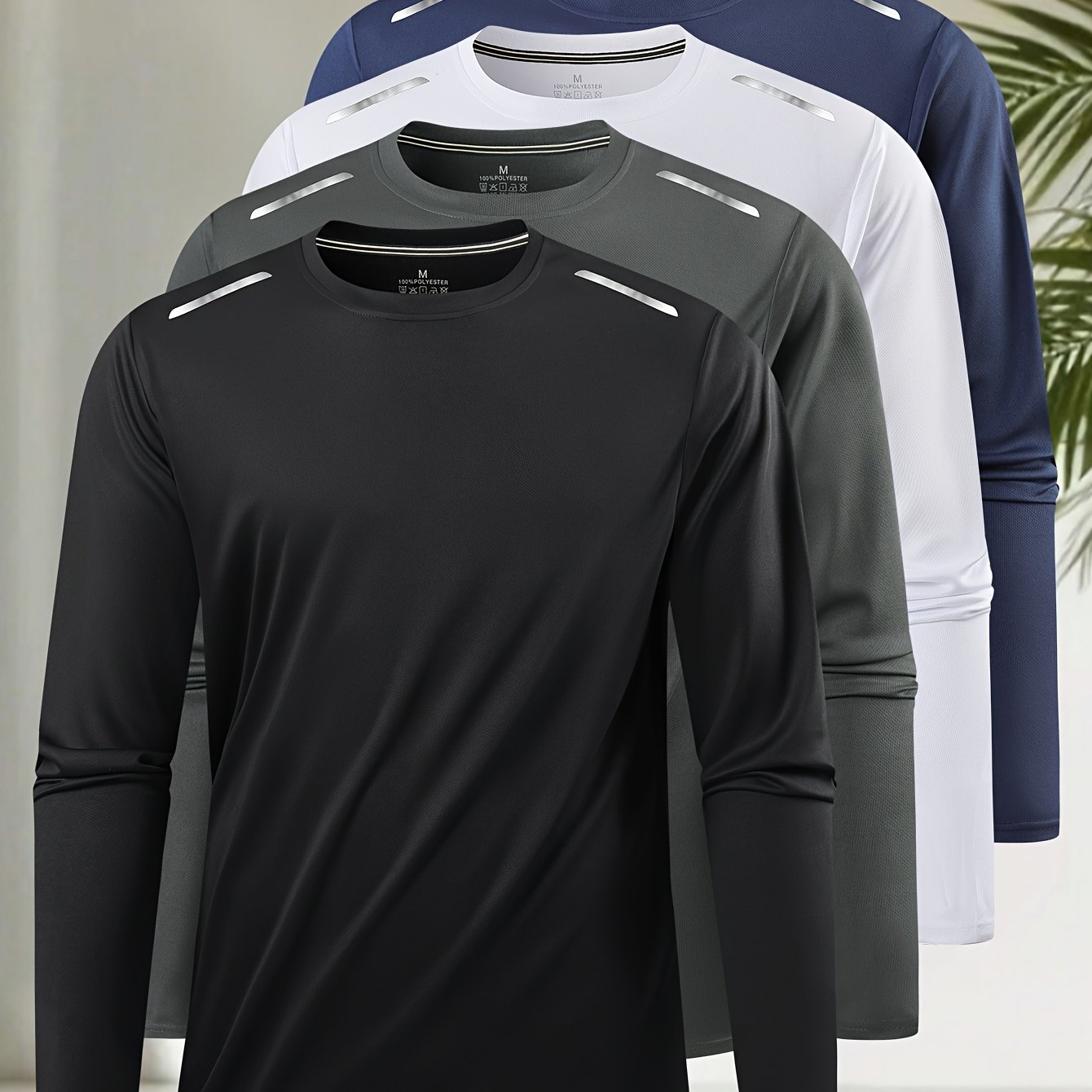 TEMU Men's Long-sleeve T-shirt - Breathable, Casual Round Neck, Print Design - Suitable For Spring And Autumn Wear, Versatile Clothing, Comfortable