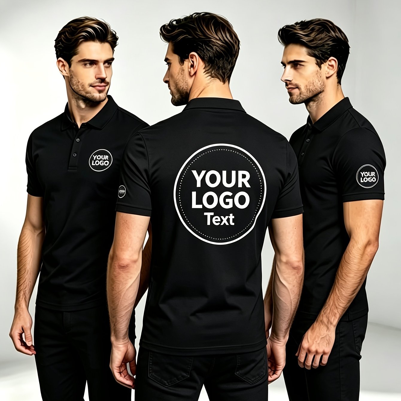 Image of Navy Casual, Men's Shirt, Solid Color With Custom Logo Placement, 2026 Summer New Short Sleeve High Quality , Customizable /logo/team Group Photo Personalized Customization, Local Warehouse Shipping
