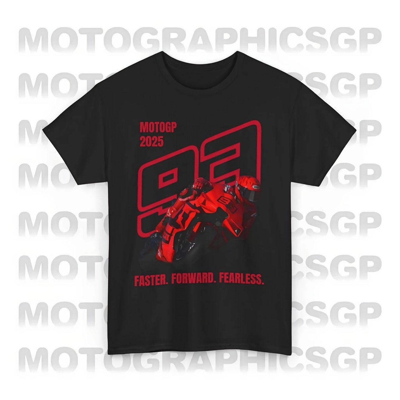 Image of Men's & Women's 2025 Motorcycle Racing T-shirt - Breathable Relaxed Fit Short Sleeve Tee With 92 & Black Red Graphic, Casual Sportswear For Motorcycle Enthusiasts, Y