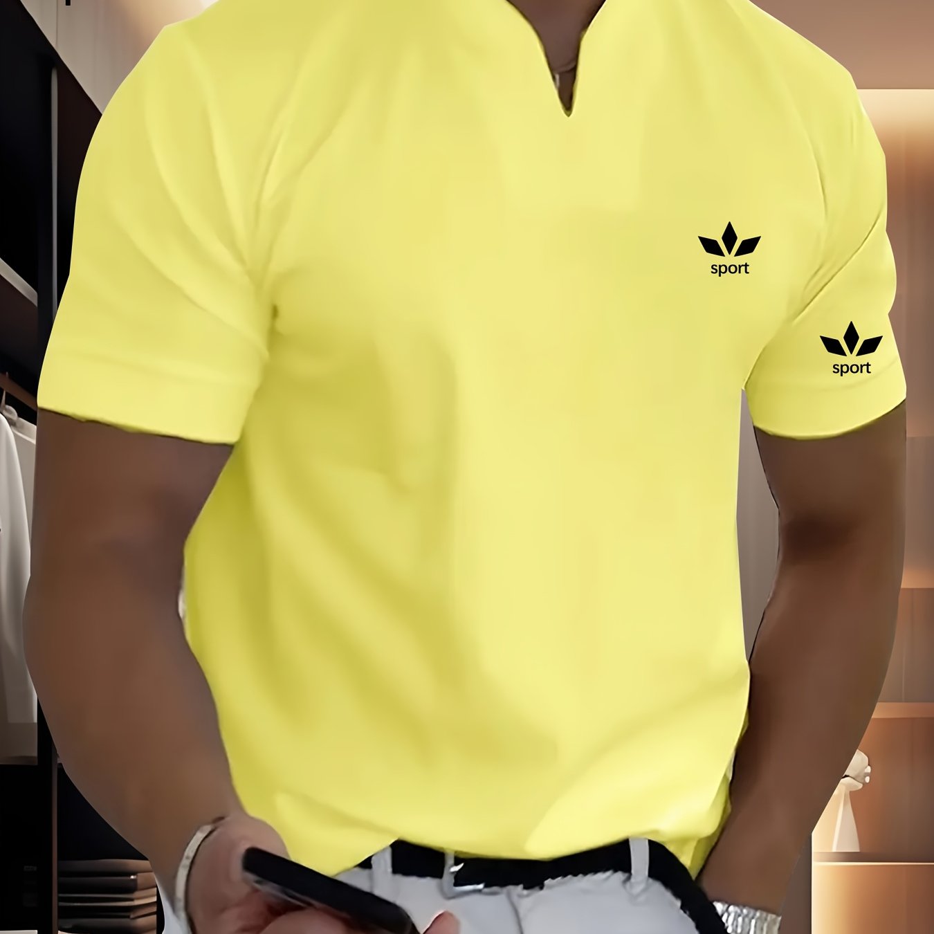 TEMU 2026 New Style Fashion Casual Men's Short-sleeved T-shirt - High-quality Sportive Casual V-neck Short-sleeved Summer Shirt T-shirt