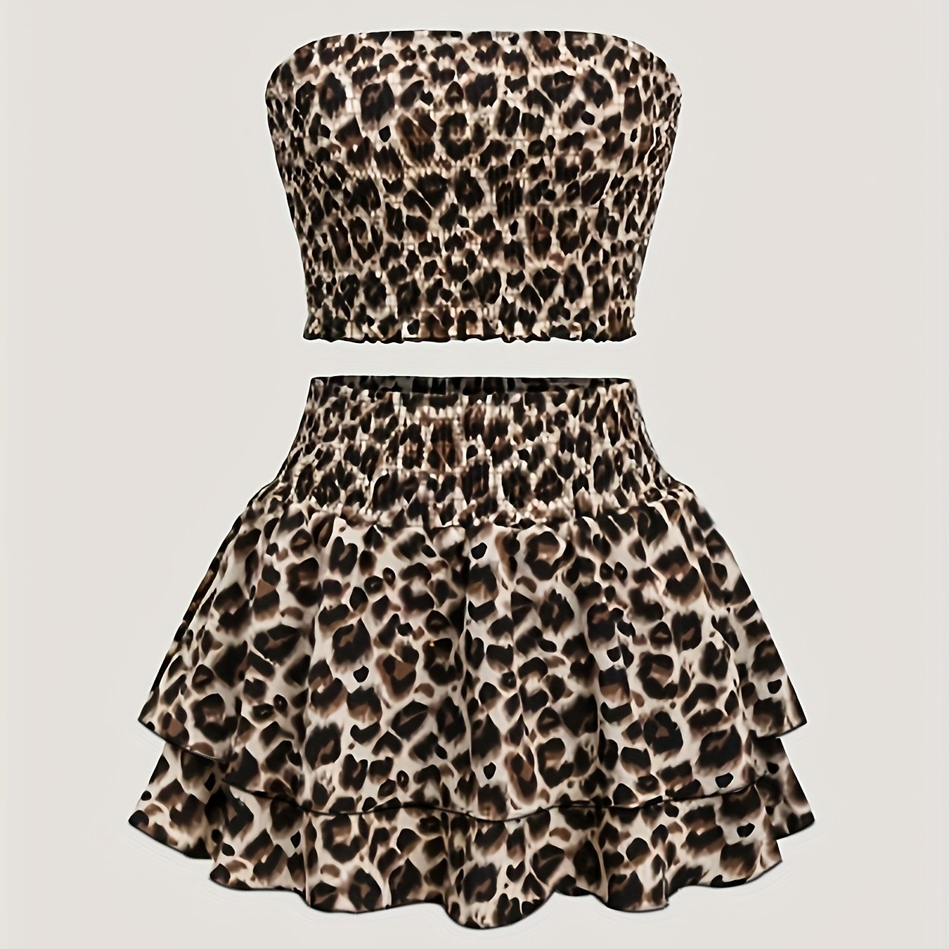 Women's Skirt Suit With Bustier Top And Cake Ruffle Skirt Set