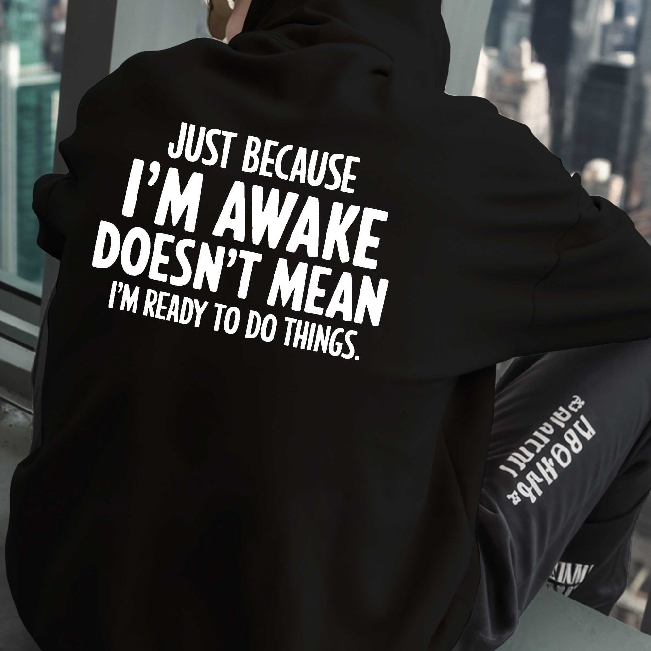 TEMU I M Awake Men's Sweatshirt Hoodie Loose Large Size Men' Style Prints Autumn And Winter Plush Top Soft Fabric Gift Gift, Plus Size