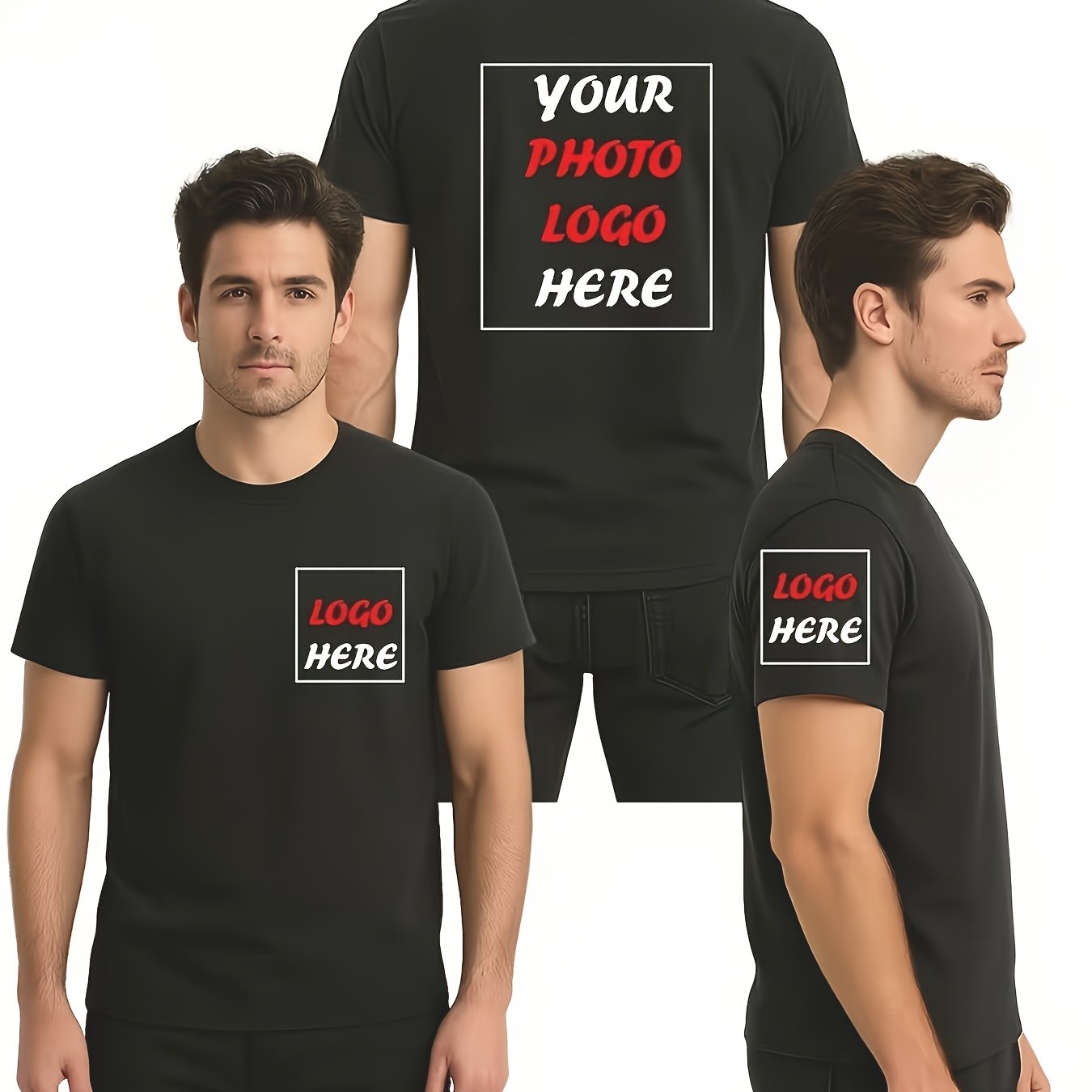 TEMU Custom Men's T-shirts Plus Size, Halloween, Christmas Graphics/text, Couples, & Family, For Team Building Apparel, Couples Gift T-shirts, Crew