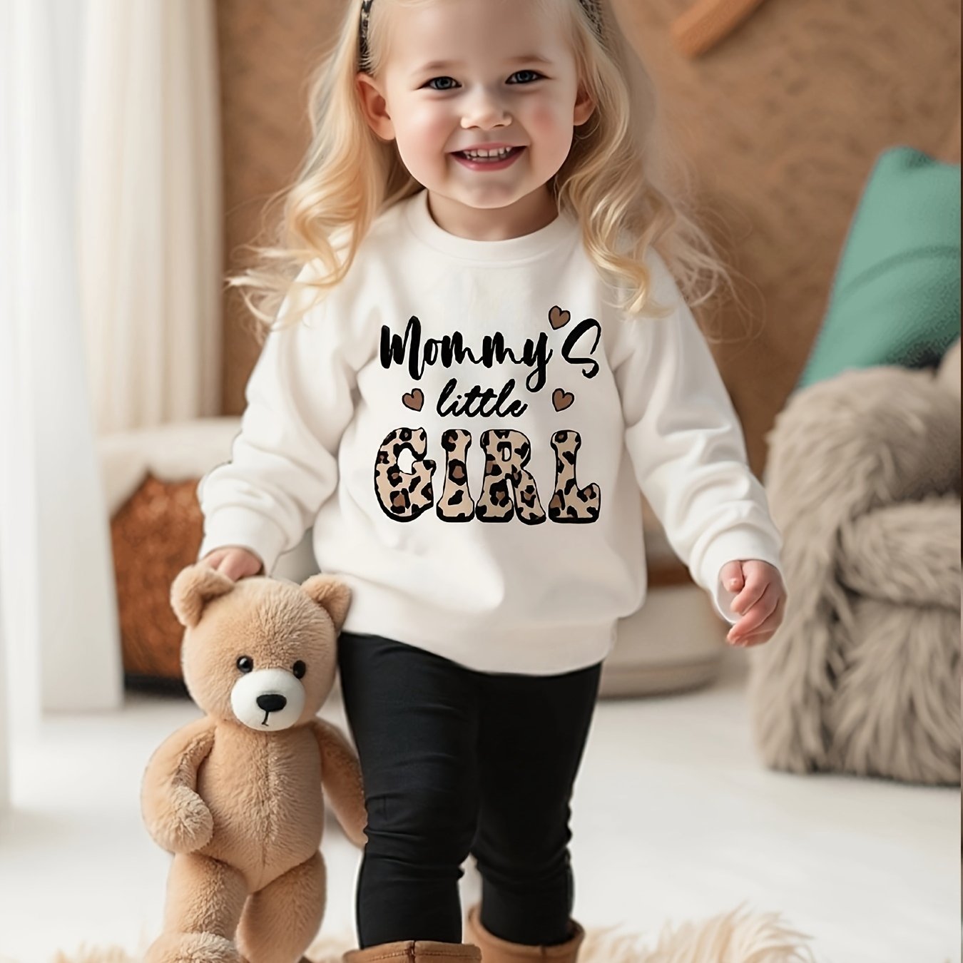 Image of Autumn Set For Baby Girls 0-3 Years - Girls' Long Sleeve Sweatshirt And Pants Set, White Long Sleeve Top + Black Pants, Newborn Baby Outfit, Little Girl, Perfect For Outdoor,christmas,halloween