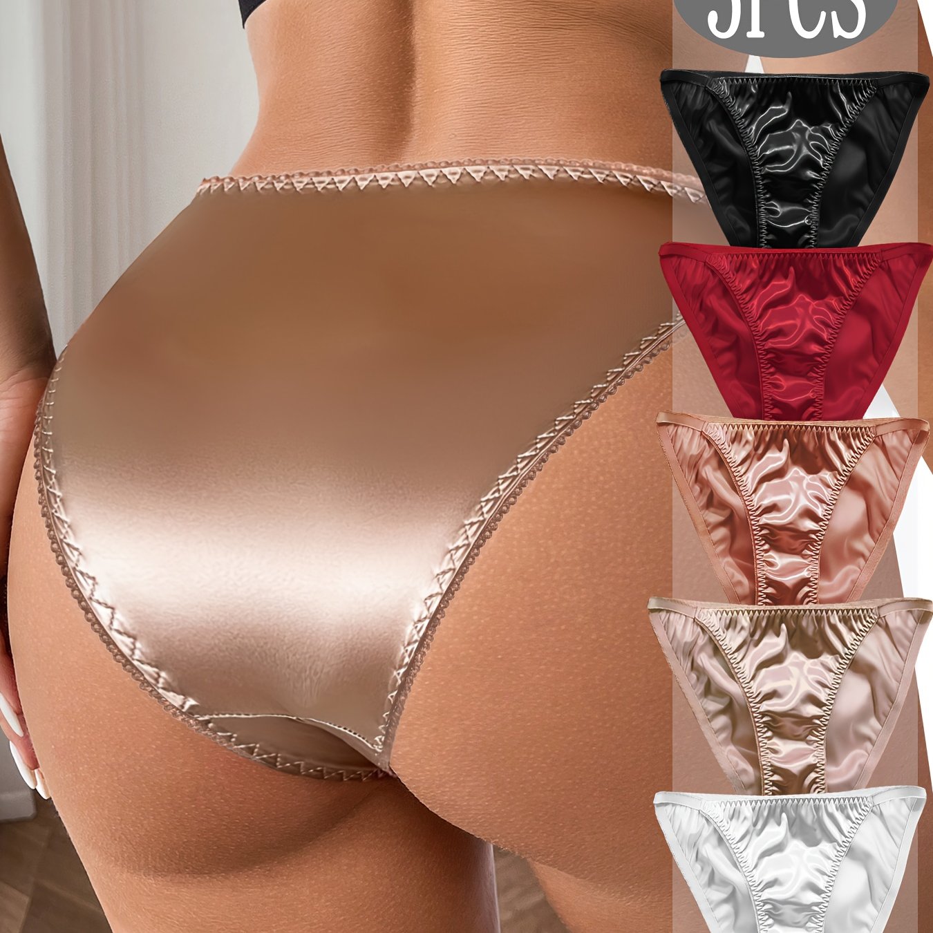 5-pack Luxury Soft And Stretchy Women's Fashion Underwear Set For Casual Wear, Solid Color Triangle Panties In And Summer Styles