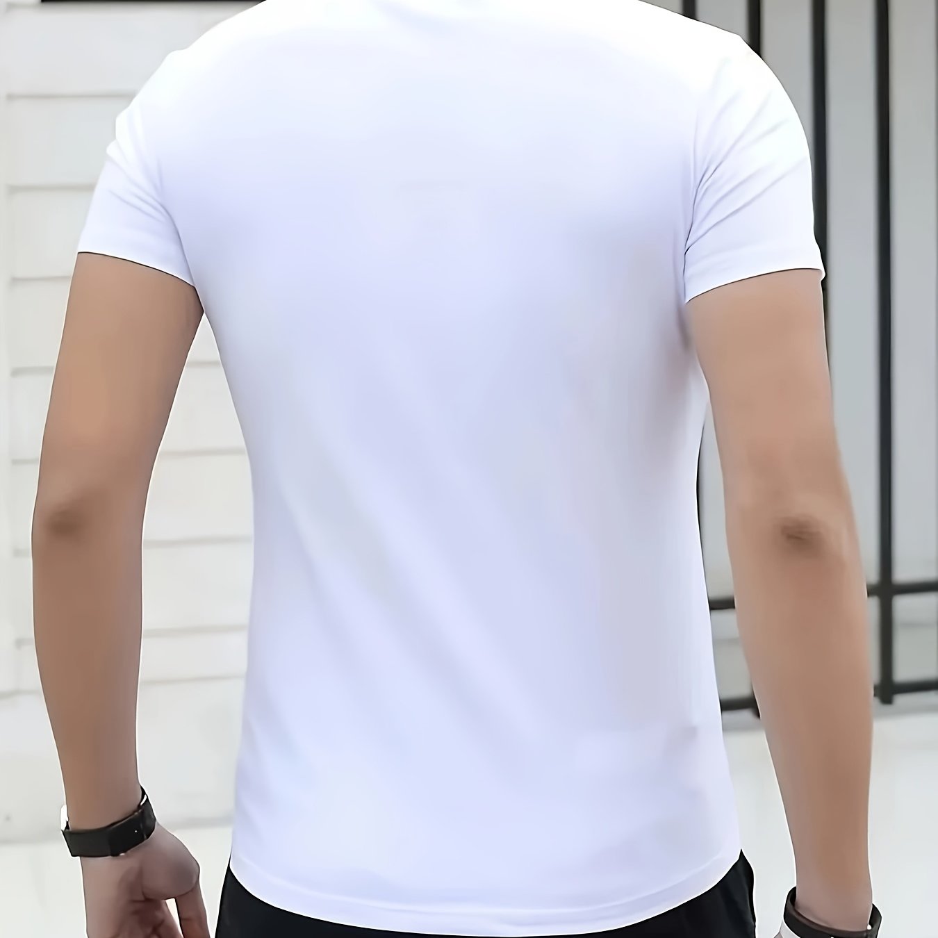 E-shop Herren-V-Ausschnitt Kurzarm-T-Shirt - Feuchtigkeitsableitendes Schnelltrocknendes Hochelastisches Trainingsshirt für Fitnessstudio, Laufen &