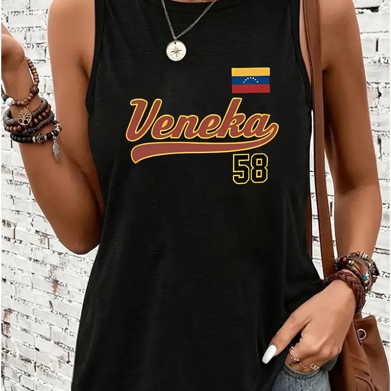 TEMU Camiseta deportiva sin para mujer con estampado de de Venezuela - Camiseta de tirantes deportiva transpirable de cuello con venezolana, ropa de