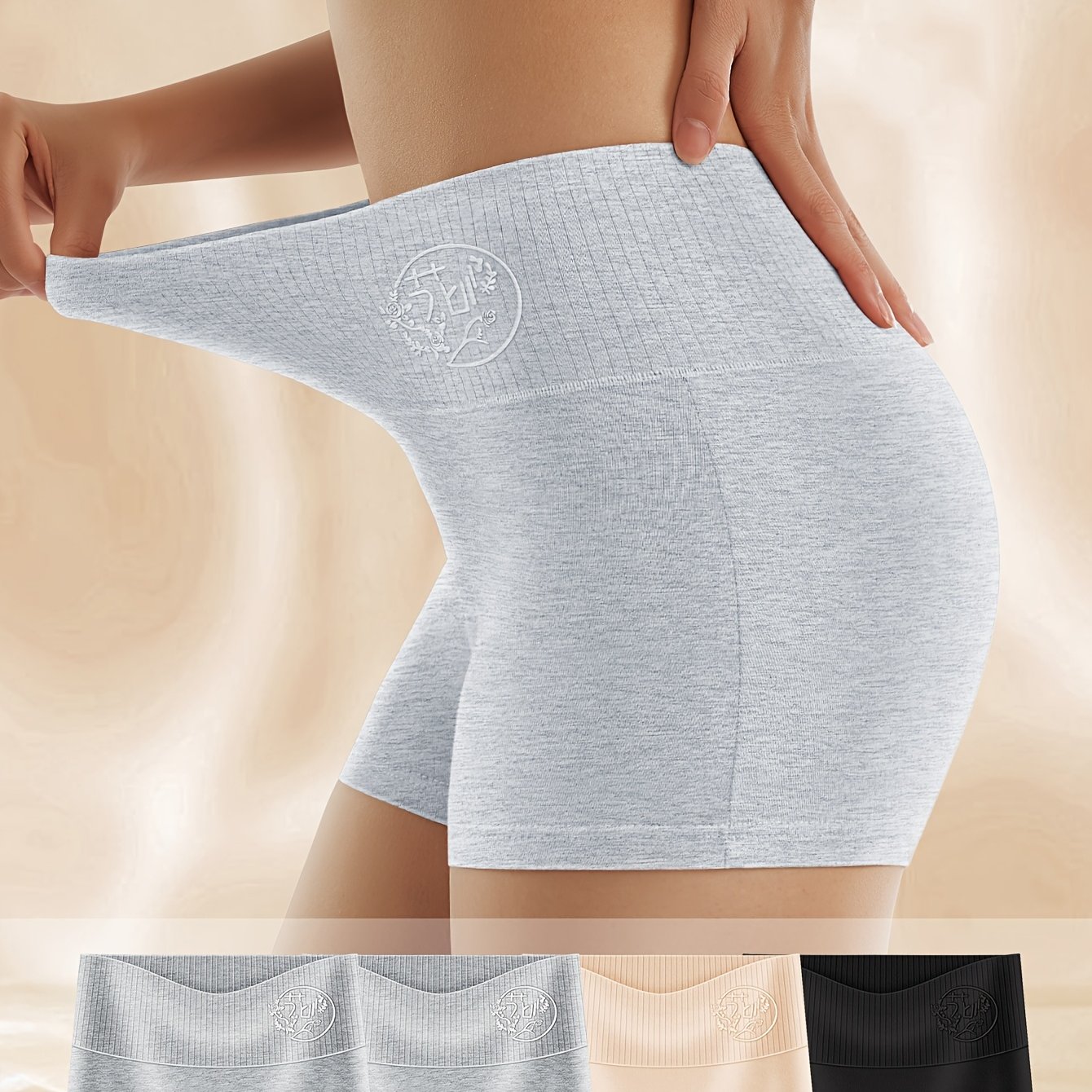 4 High-waisted Women's Briefs, Easy, Skin-friendly, Sporty Style