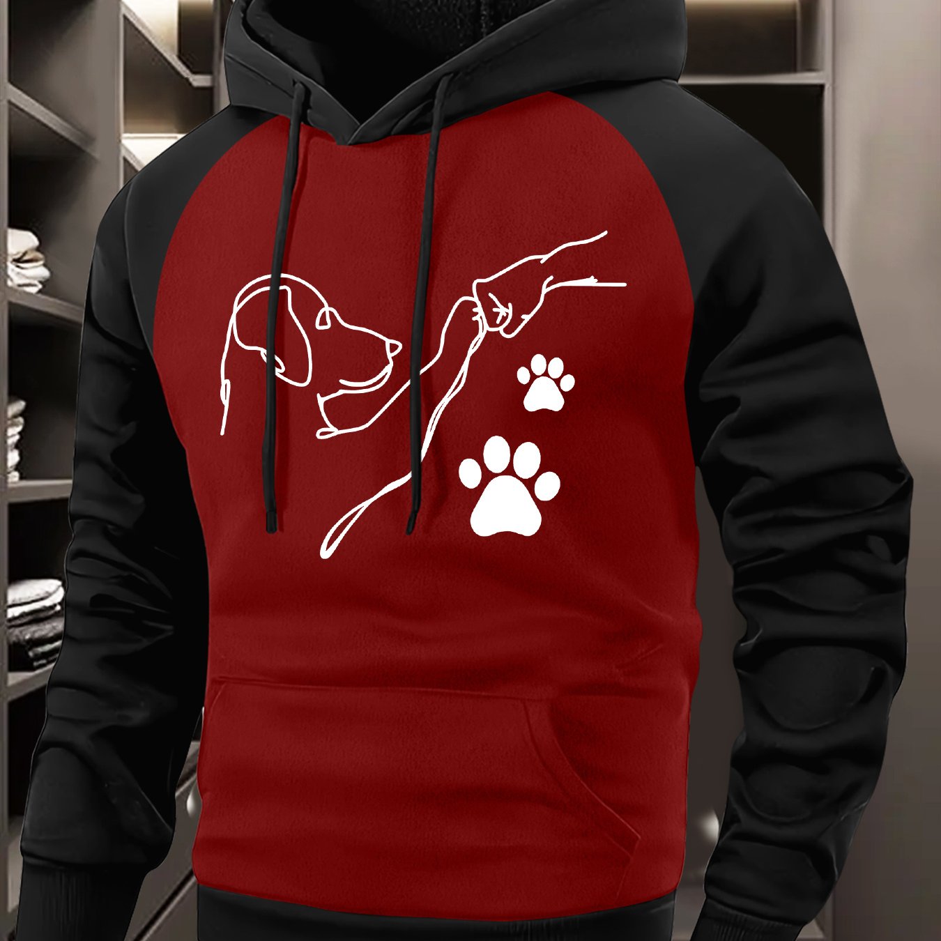 TEMU Puppy Print Hooded Sweatshirt Men's Casual Versatile Fashion , Hooded Men's Casual Pullover Sweater Sports Shirt