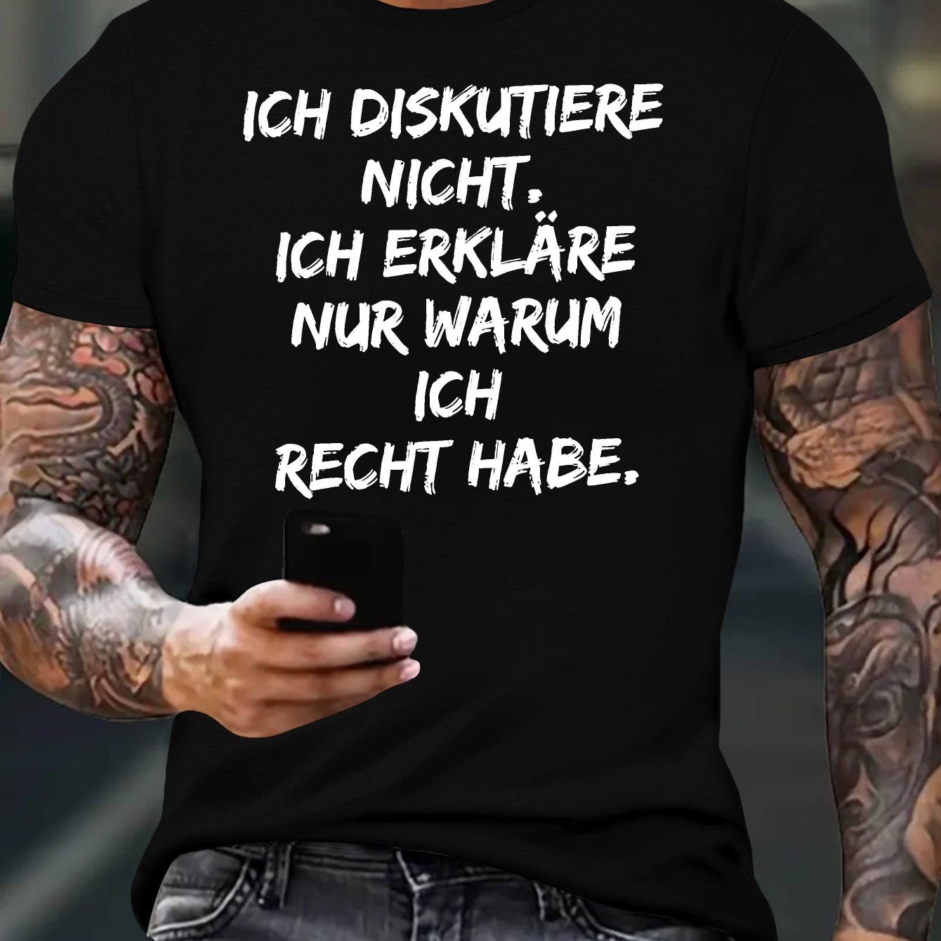 TEMU Lustiges Deutsch Crinkle Plus Size Herren T-Shirt, PLUS SIZE
