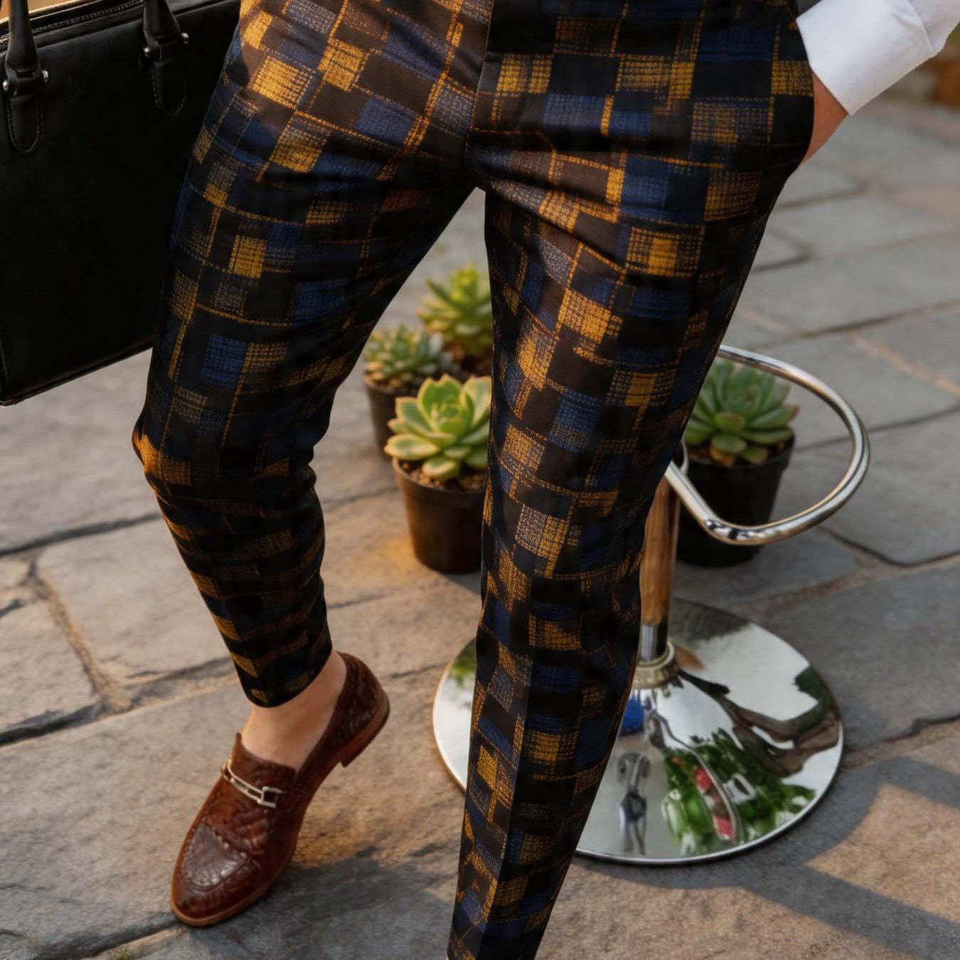 Image of 's Casual Stylish Slim-fit Trousers, Suitable For Professional Business Casual Wear, With Printed Patterns, Trendy And Versatile Style, Men's Trousers, Fashionable And -garde Men's Clothing Item