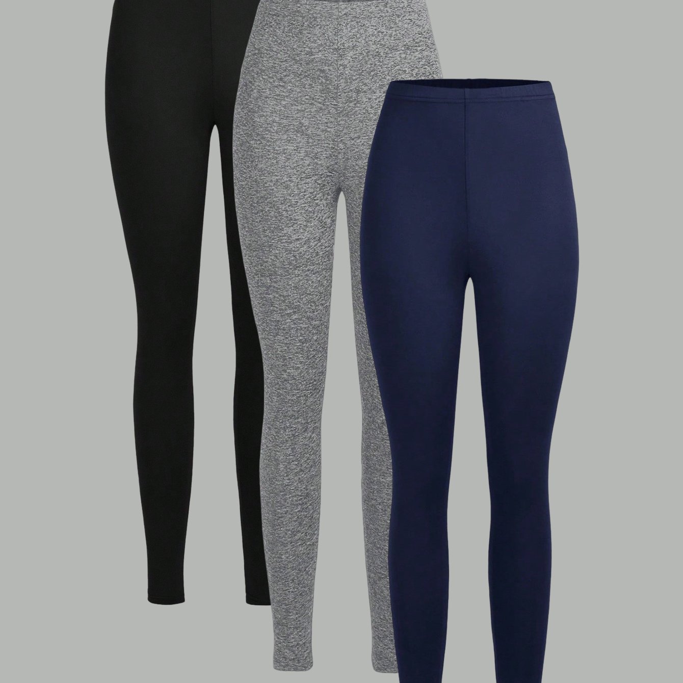 TEMU 3pcs Women's 3pcs Pack Solid -length Leggings - Non-sheer Opaque Pants & Tights, Medium- Layer Suitable For Spring Summer Fall, Hand Washable