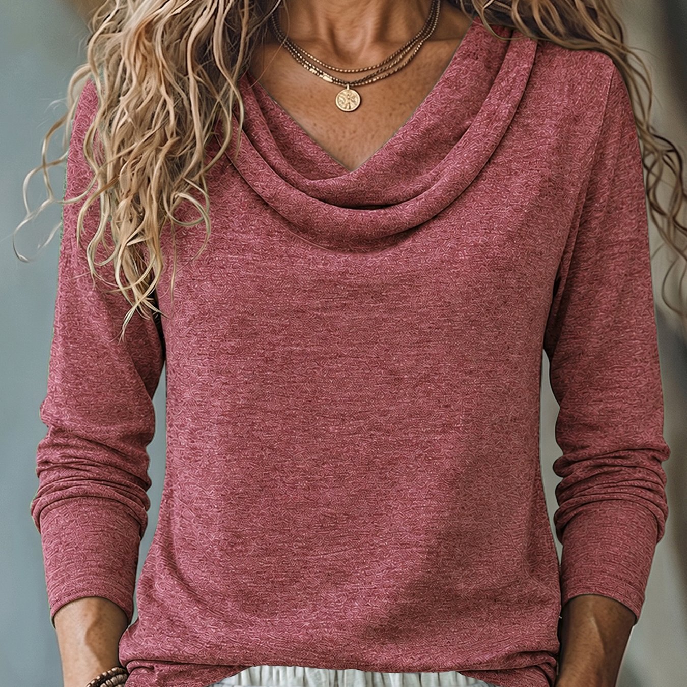 TEMU Women's Casual Fashion Solid Color Long Sleeve Drop Shoulder T-shirt Top