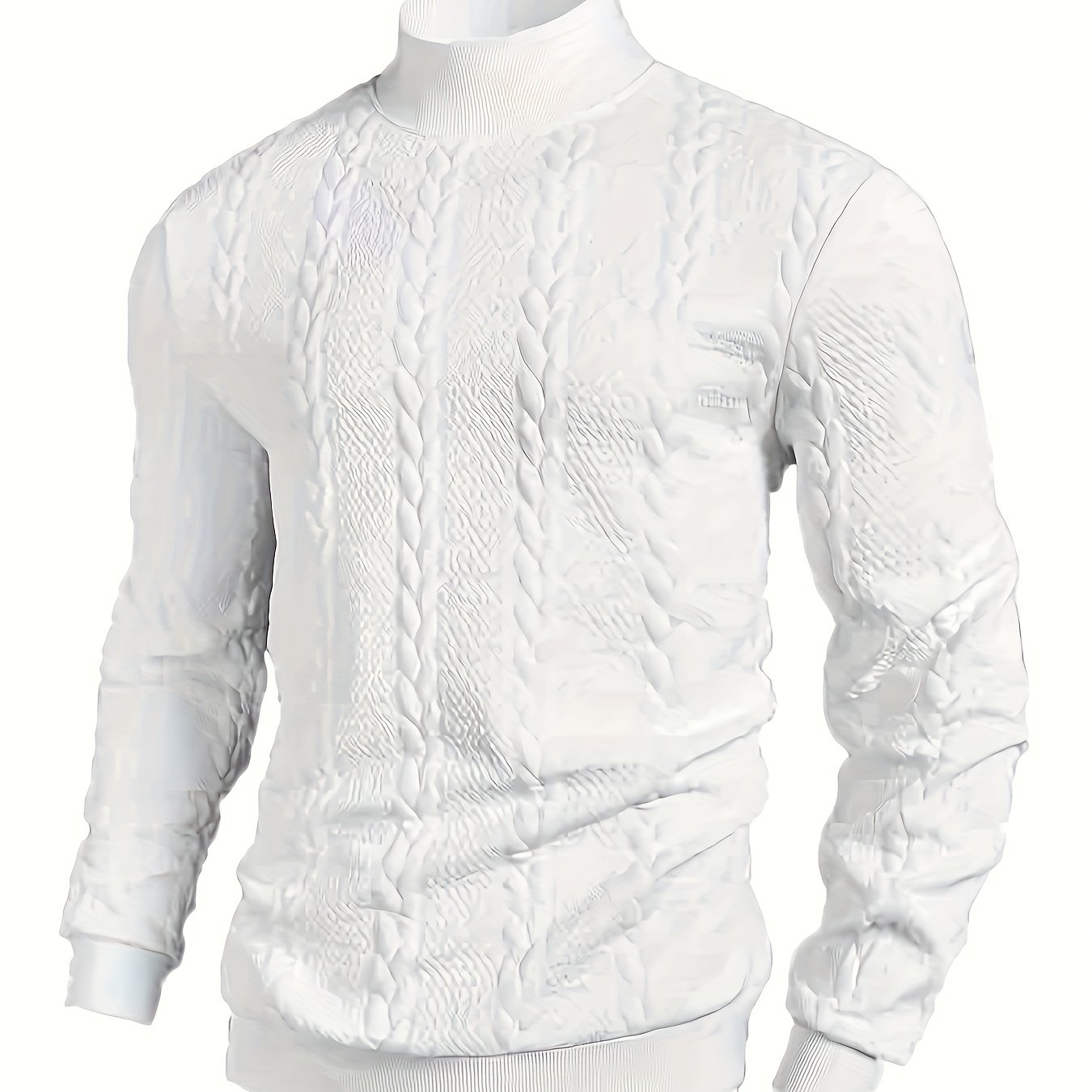 E-shop Langarm-Sweatshirt für Herren, Herbst/Winter-Stil, T-Shirt mit Stehkragen, Jacquard-Strick, Lässig , bequem als Oberbekleidung, hochwertiges
