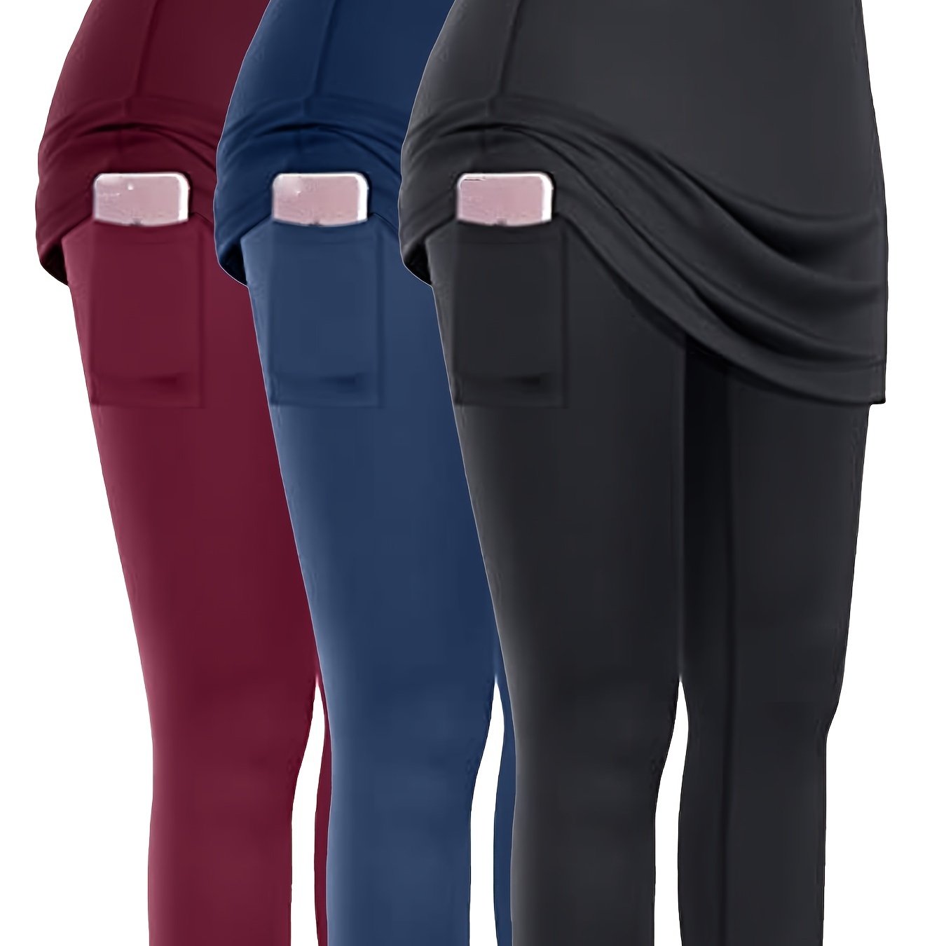 Spring Summer Autumn 3-season Wearable Multi-piece Two-piece Women's Casual Pocket Athletic Fitness Running Yoga Tennis Skirt Pants 3pcs Set