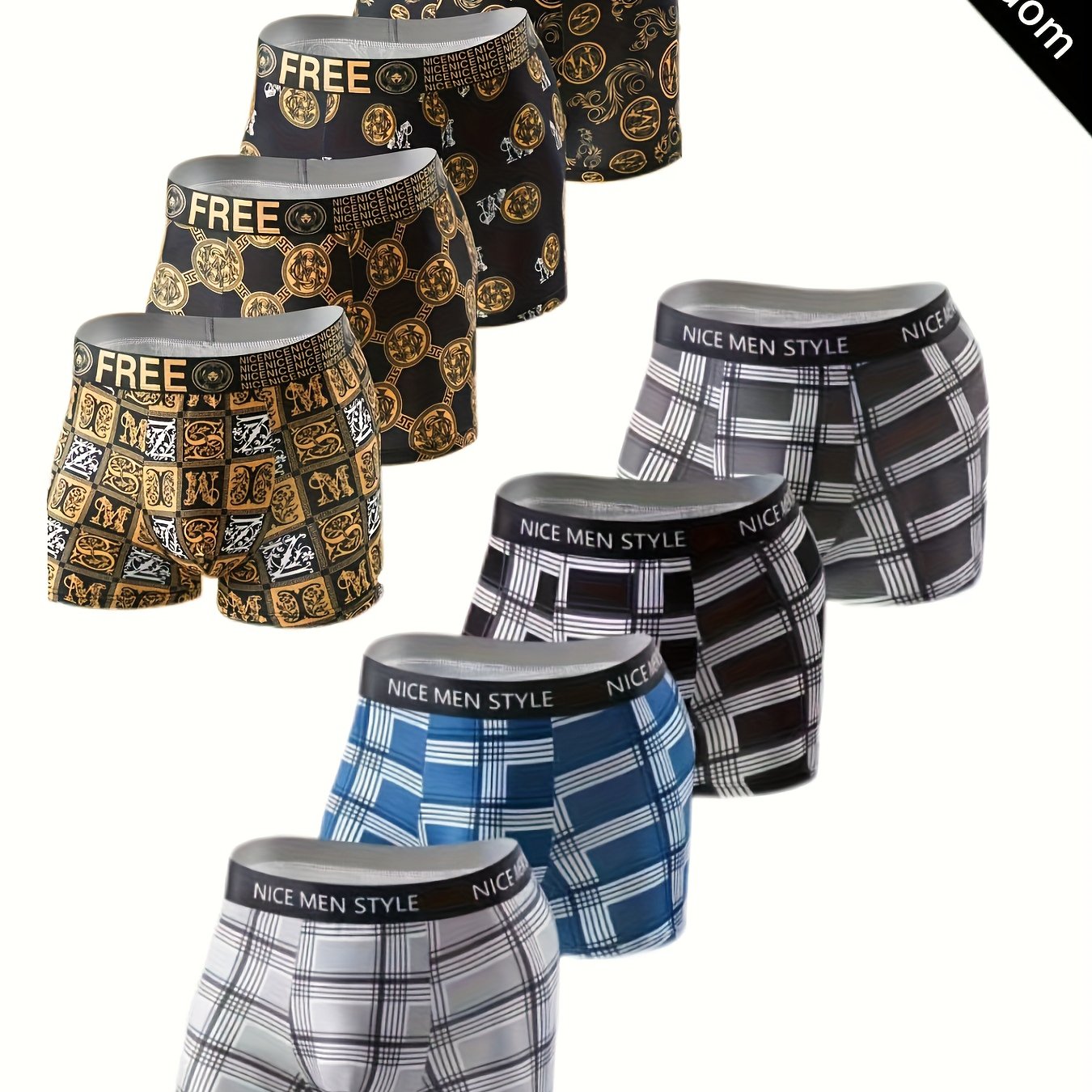 TEMU 4pcs Black And Golden Boxer Briefs - Breathable, Stretchy, Quick-drying, Moisture-wicking, Spring/summer Casual Shorts - Ideal For Sports,