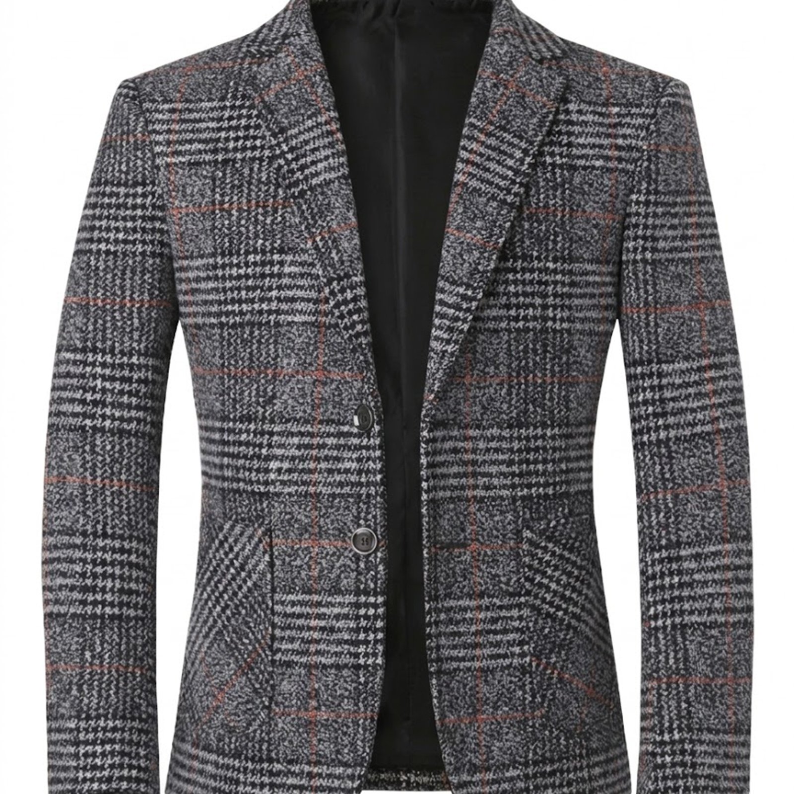 TEMU Men's Slim Fit Checkered Suit Jacket, Vintage British Style Khaki Checkered Blazer, Business Casual Sport Coat, Suitable For Weddings And Office