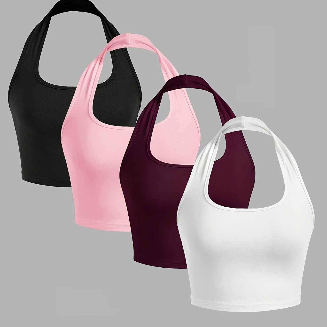 TEMU 4pcs Set New Sexy Vest Halter Neck Strapless Top, Suitable For Women' Color Sexy Casual Vest Top